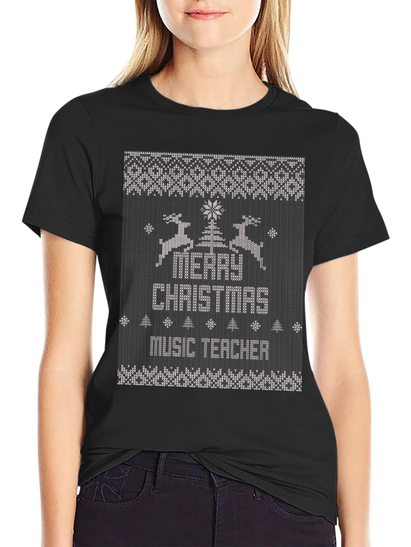 Merry Christmas Music Teacher Ugly Sweater T-Shirt