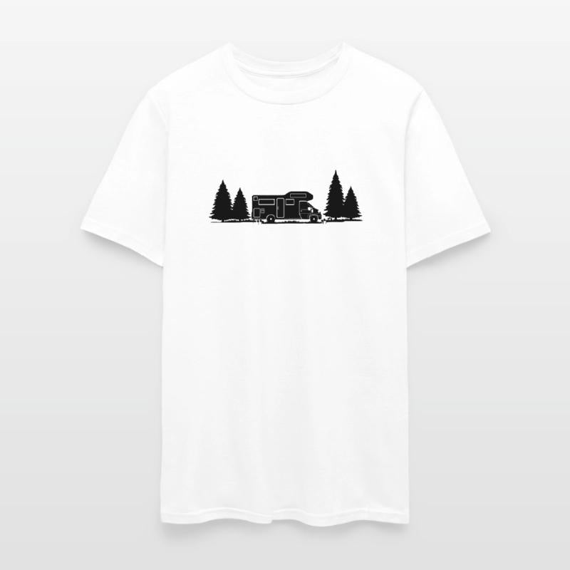 Shadow Camper in Forest with Pine Trees