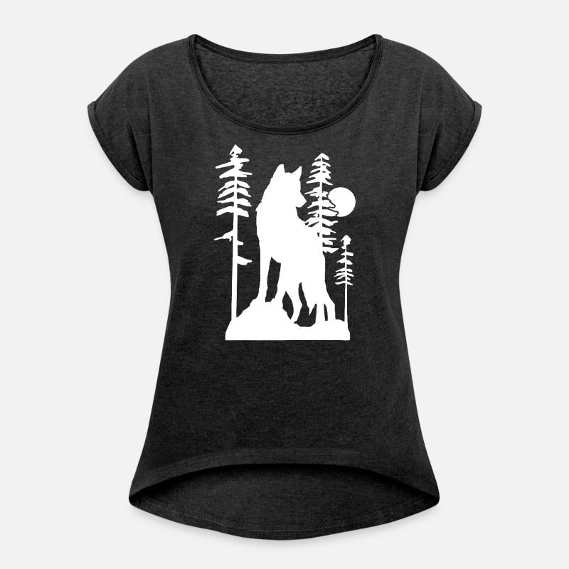 Silhouetted Wolf in Forest Scene