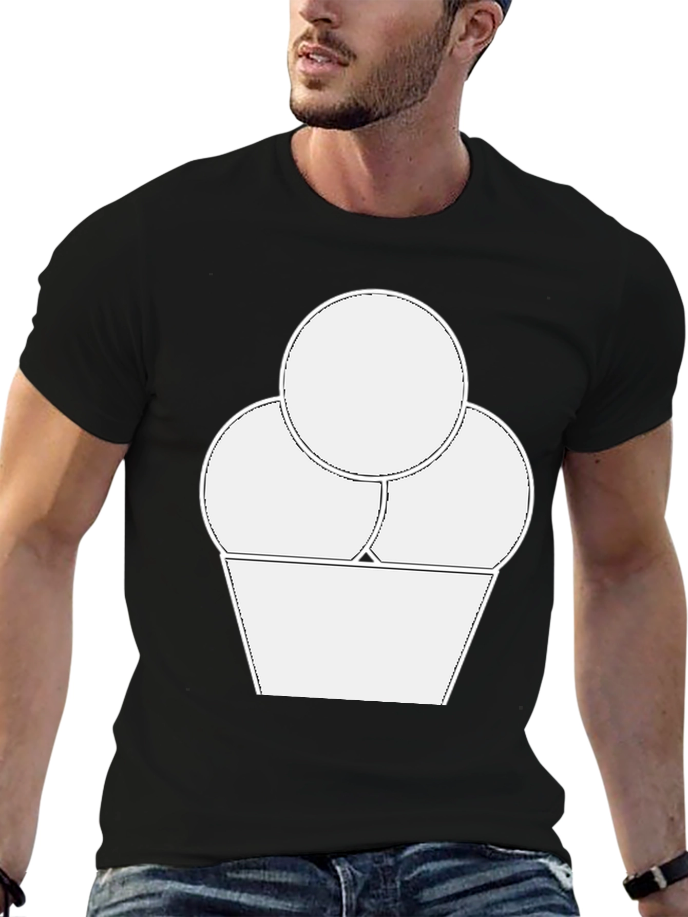 Ice Cream Graphic Tee - Black Casual T-Shirt