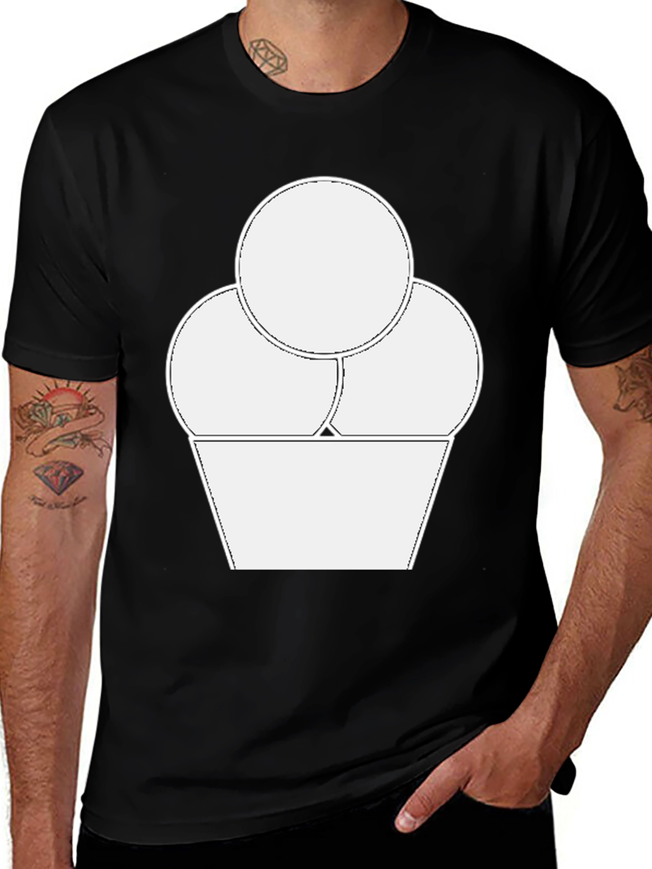 Ice Cream Graphic Tee - Black Casual T-Shirt