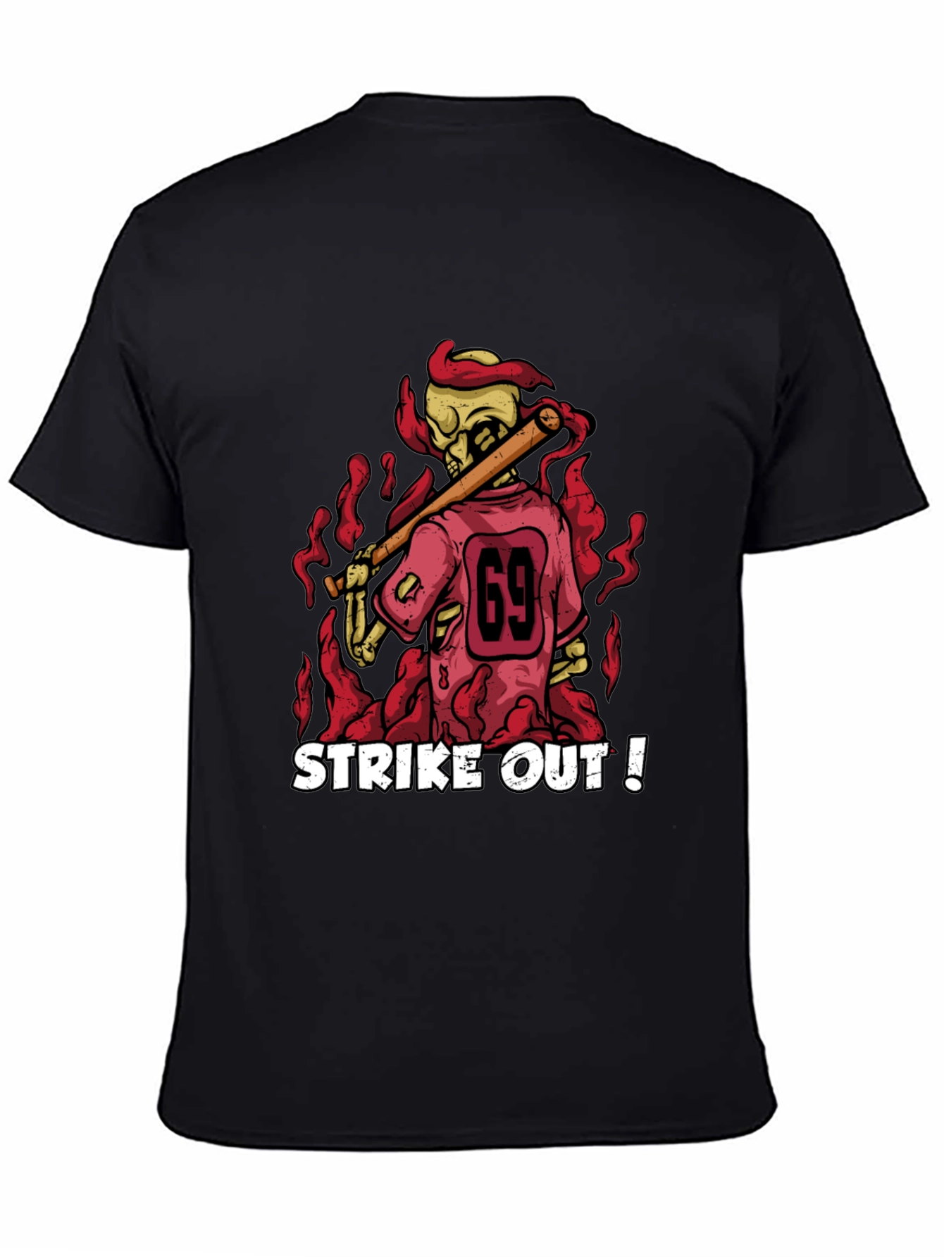Strike Out Skeleton Baseball T-Shirt