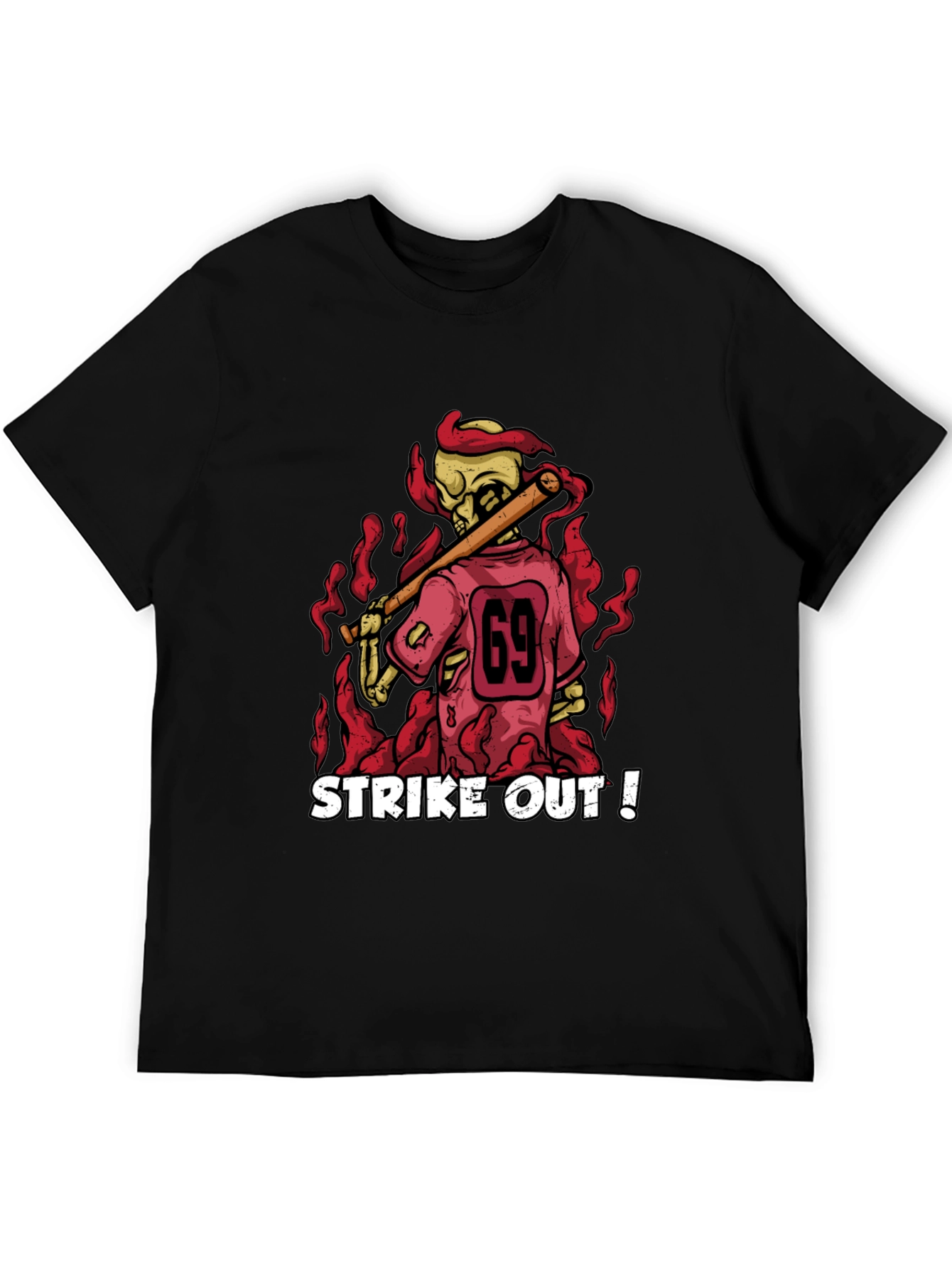 Strike Out Skeleton Baseball T-Shirt