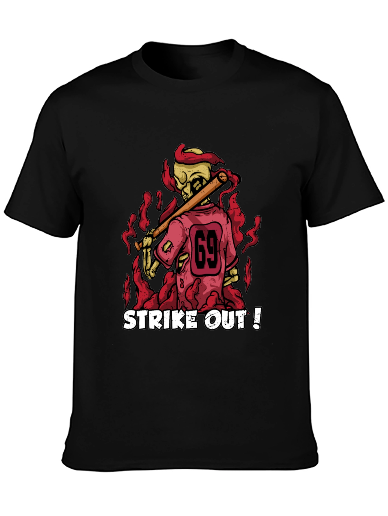 Strike Out Skeleton Baseball T-Shirt