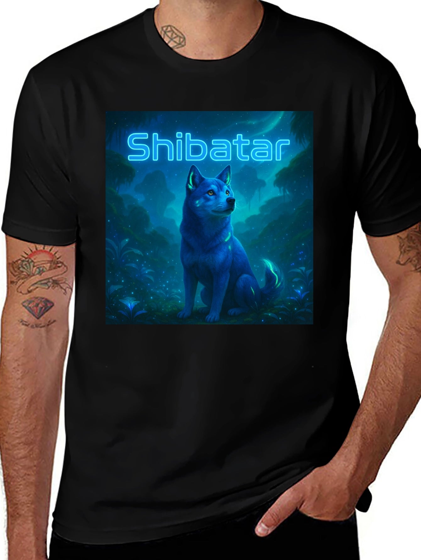 Shibatar T-Shirt - Neon Shiba Inu Design