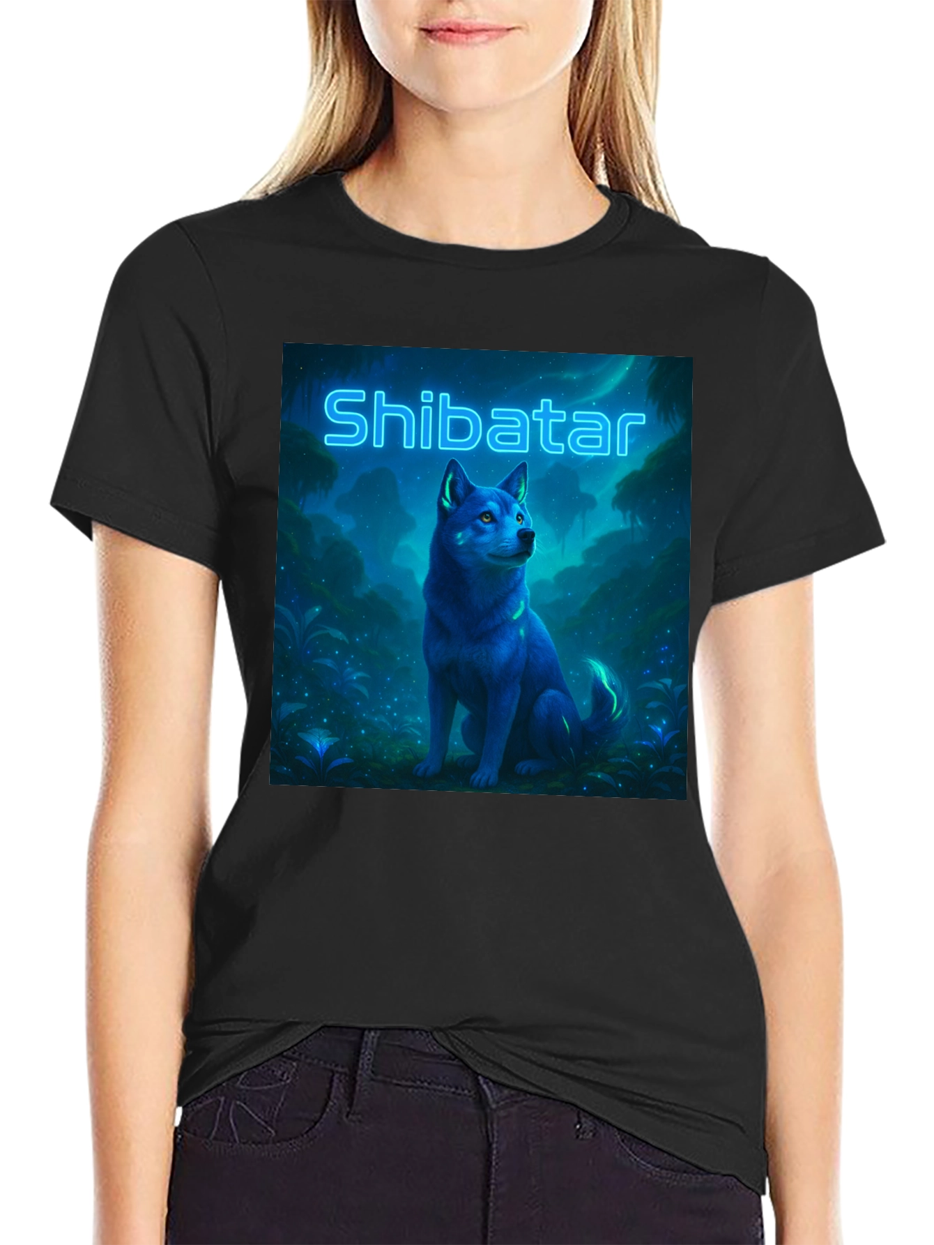 Shibatar T-Shirt - Neon Shiba Inu Design