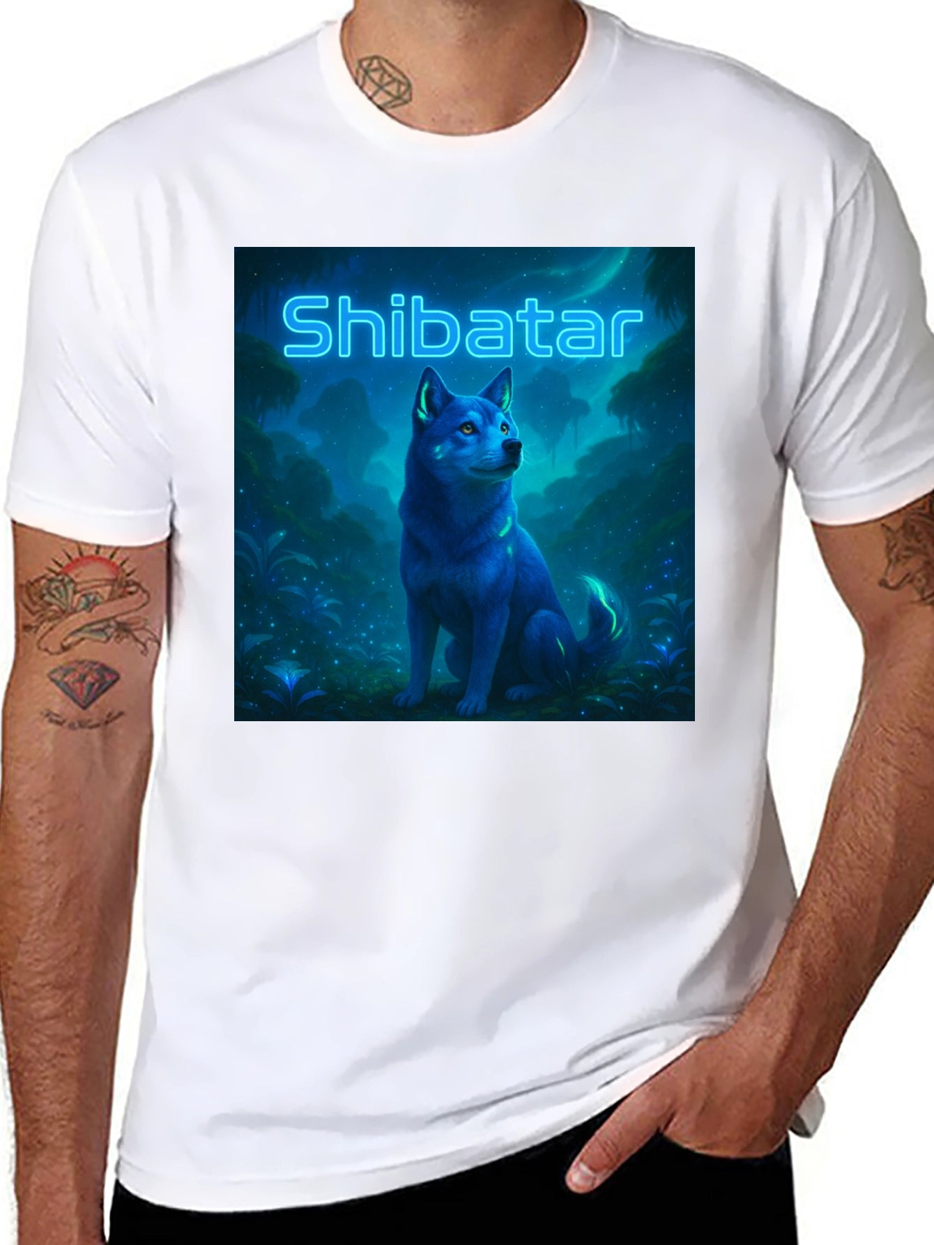 Shibatar T-Shirt - Neon Shiba Inu Design