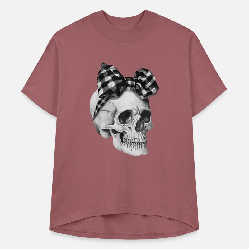 Skull Coquette Bow Halloween black and white check