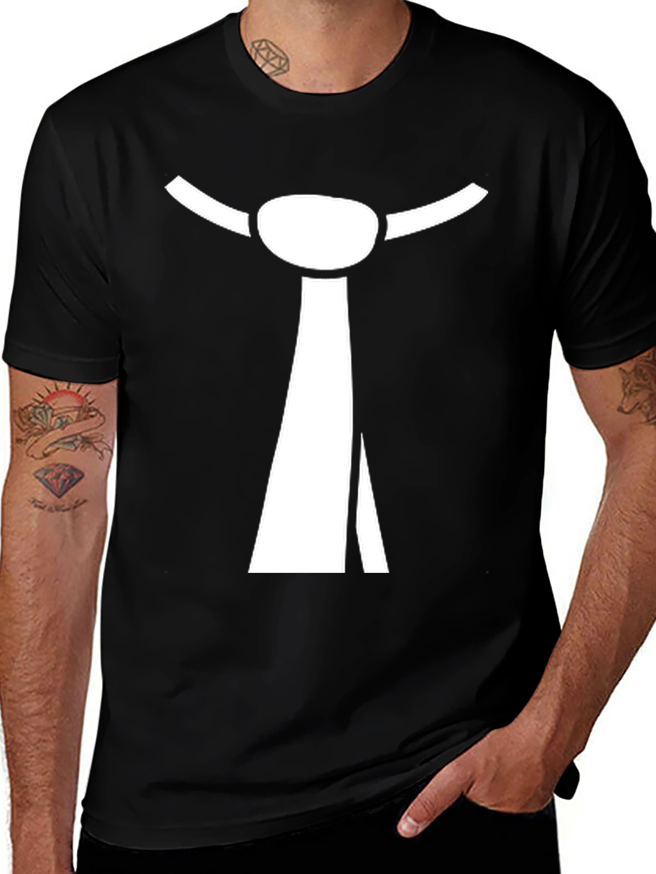 Tie Graphic Black T-Shirt Funny Costume Tee