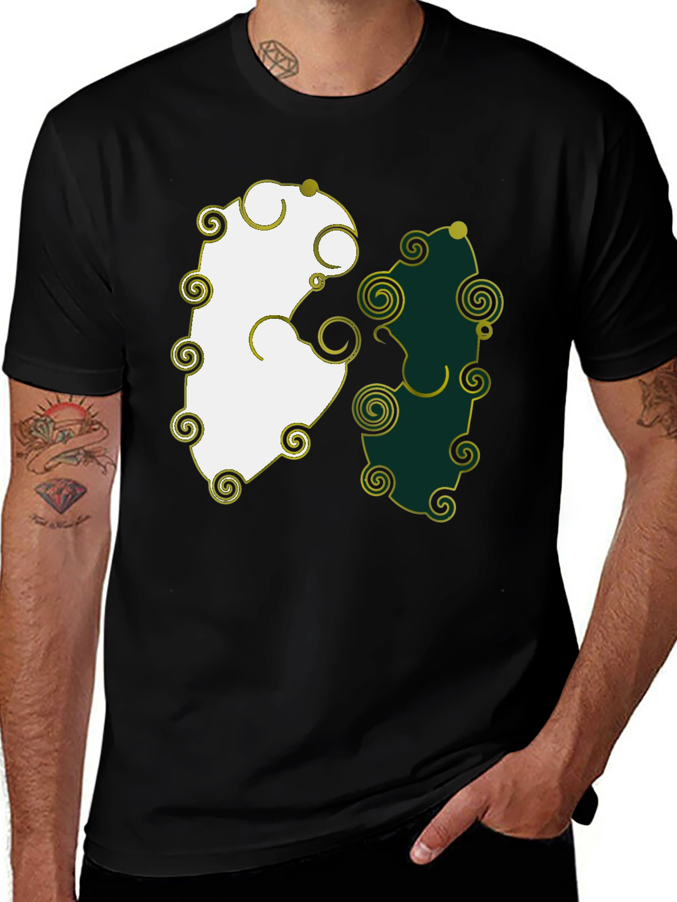 Yin Yang T-Shirt with Swirls