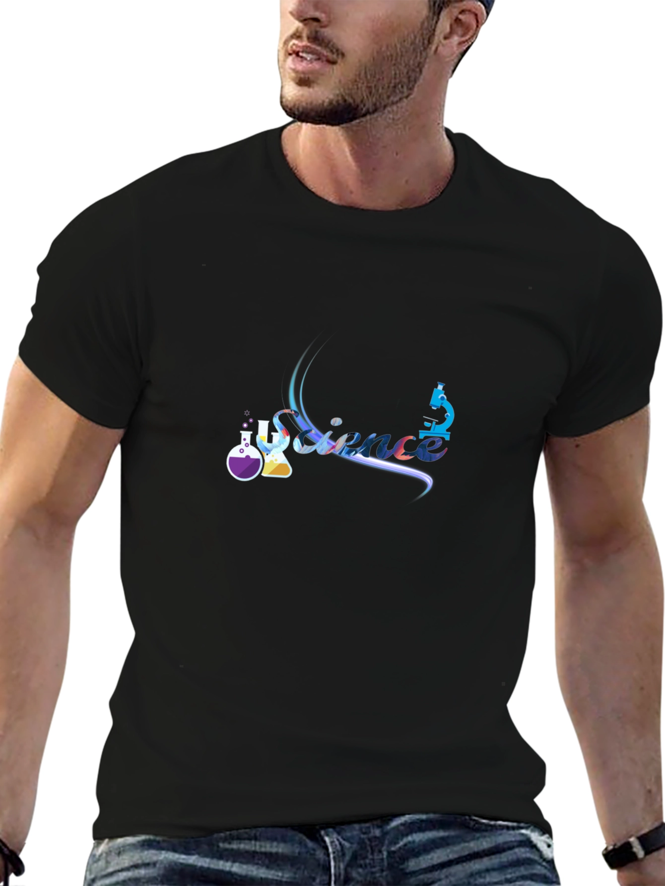 Science Graphic Tee - Black Cotton T-Shirt