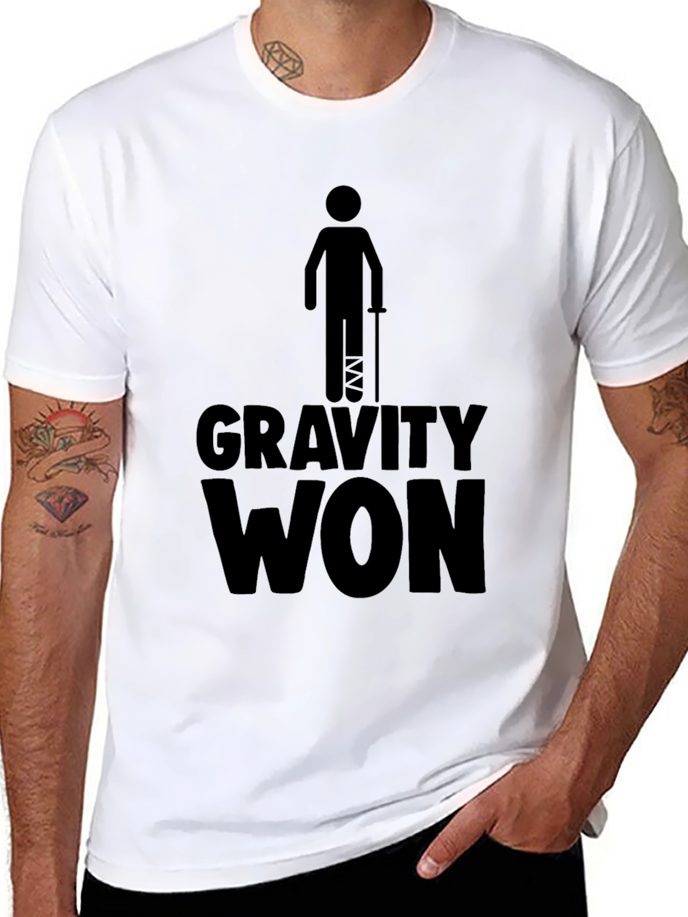 Gravity Won Funny Broken Leg T-Shirt