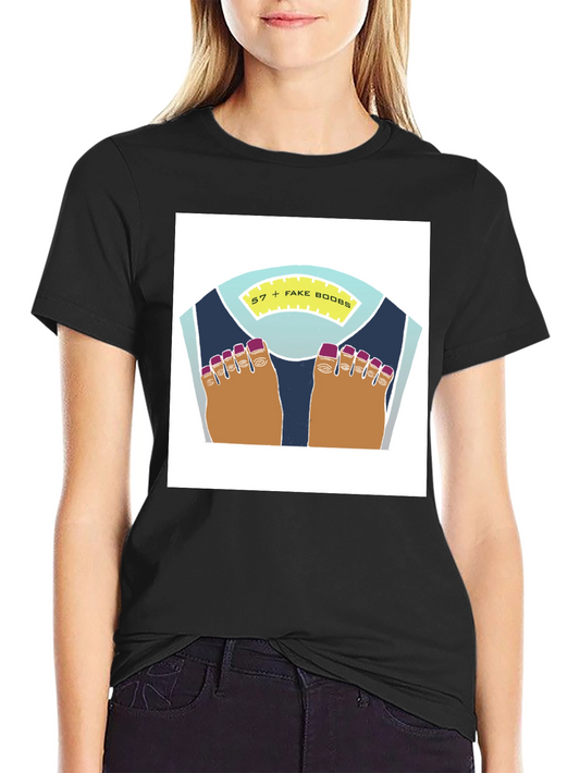 Funny Weight Scale Tee - 57 + Fake Boobs Humor T-Shirt