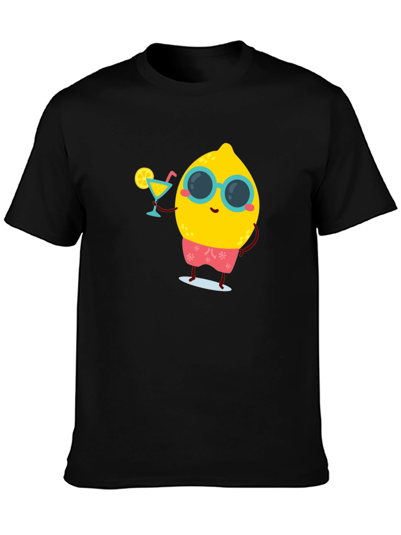 Cool Lemon Summer T-Shirt - Black Cotton Tee