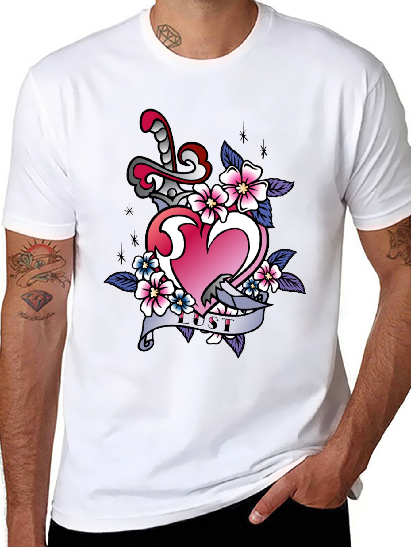 Heart Dagger Lust Graphic T-Shirt
