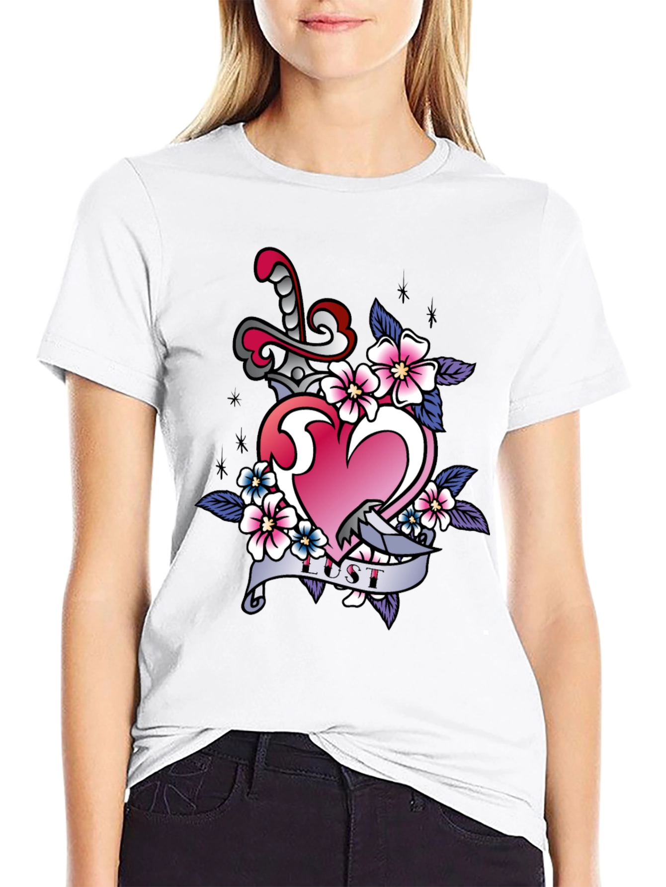 Heart Dagger Lust Graphic T-Shirt