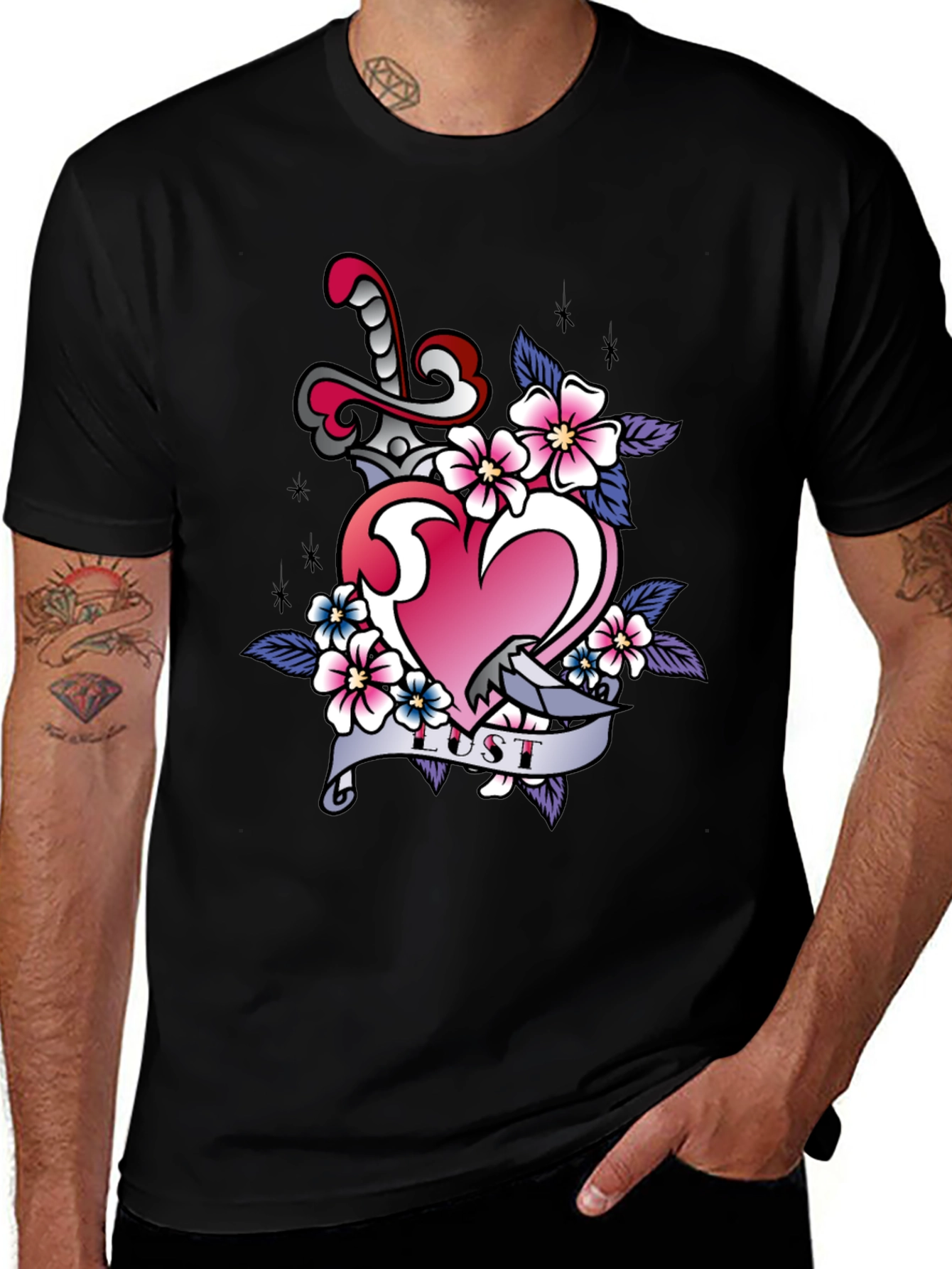 Heart Dagger Lust Graphic T-Shirt
