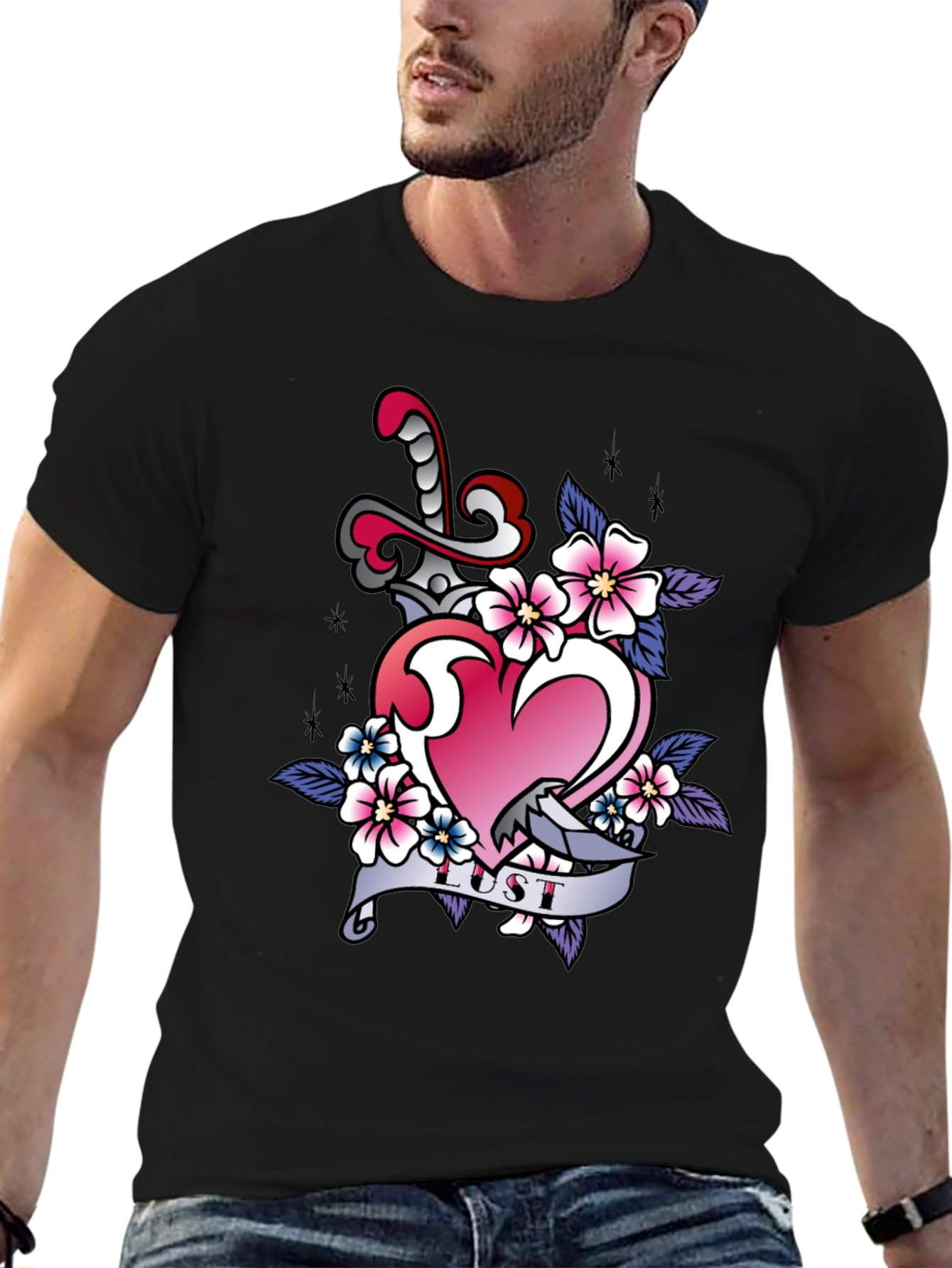 Heart Dagger Lust Graphic T-Shirt