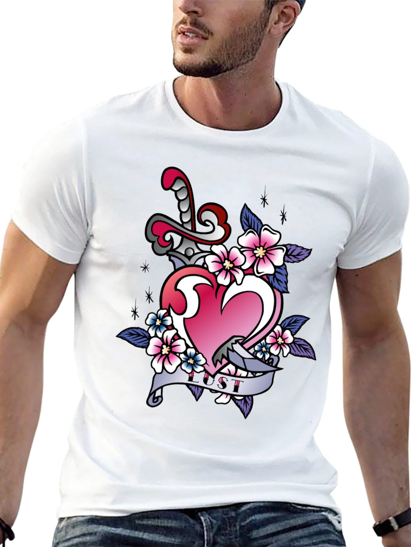 Heart Dagger Lust Graphic T-Shirt