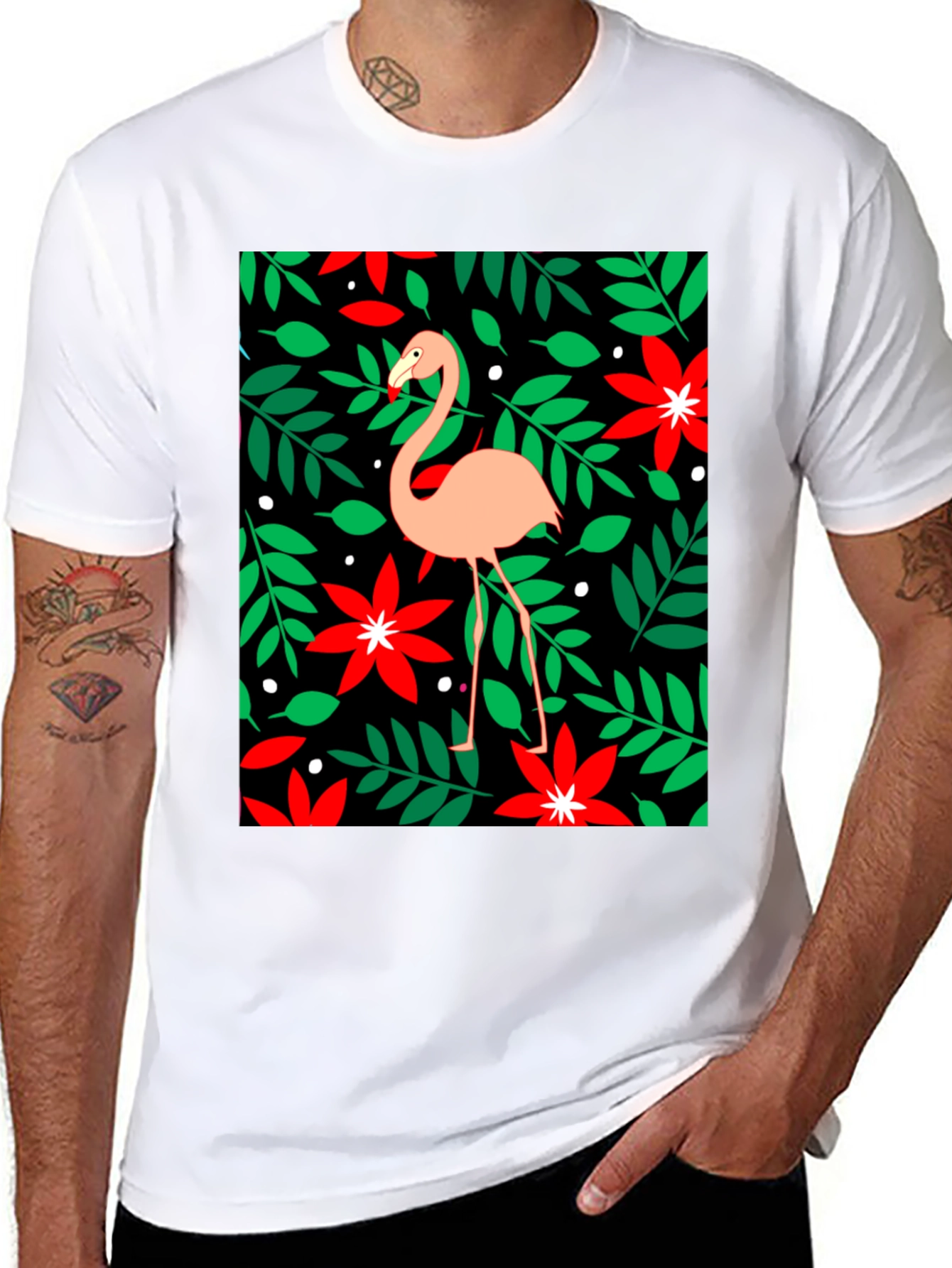 Flamingo Floral Graphic Tee - Tropical Style