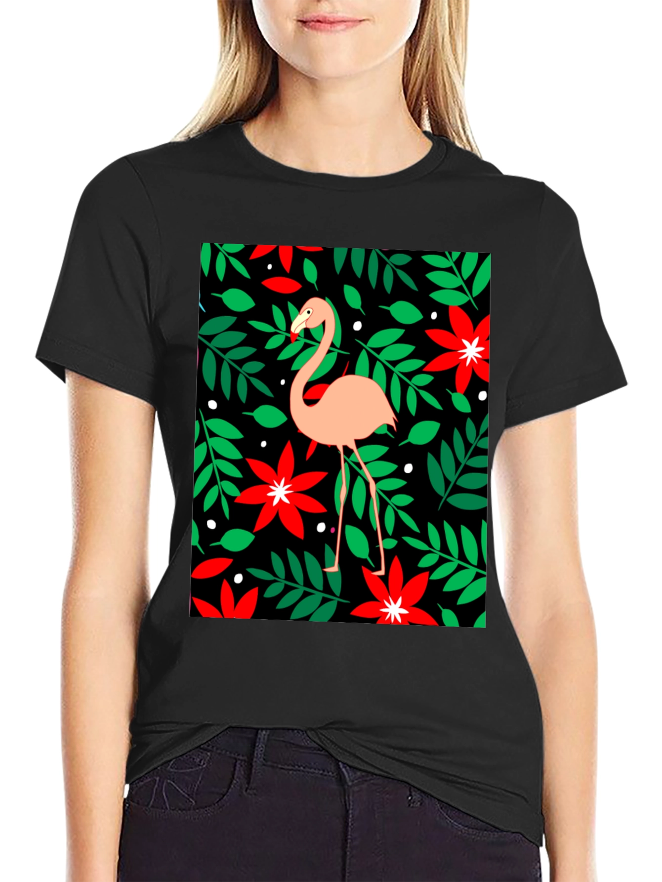 Flamingo Floral Graphic Tee - Tropical Style