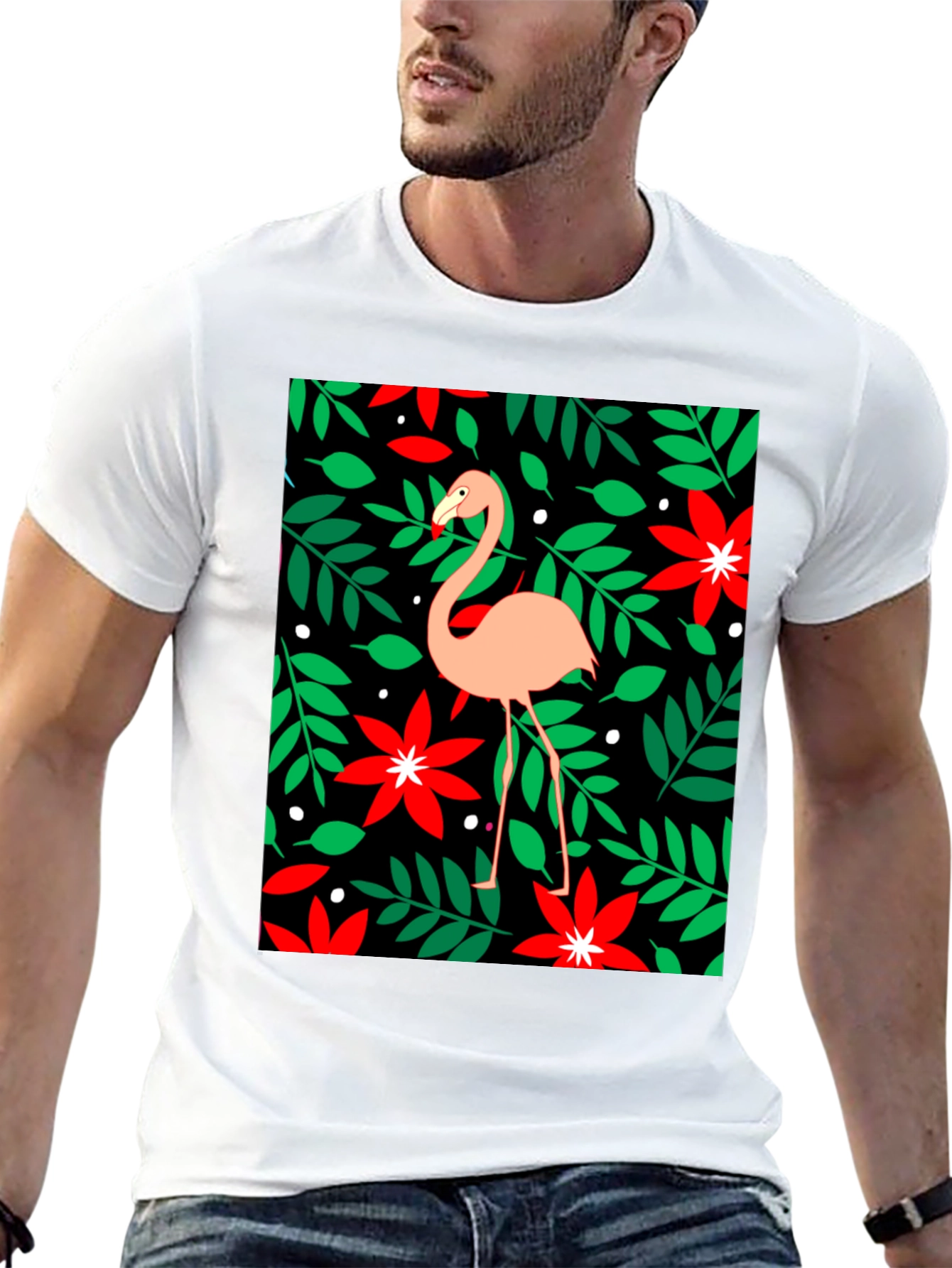 Flamingo Floral Graphic Tee - Tropical Style