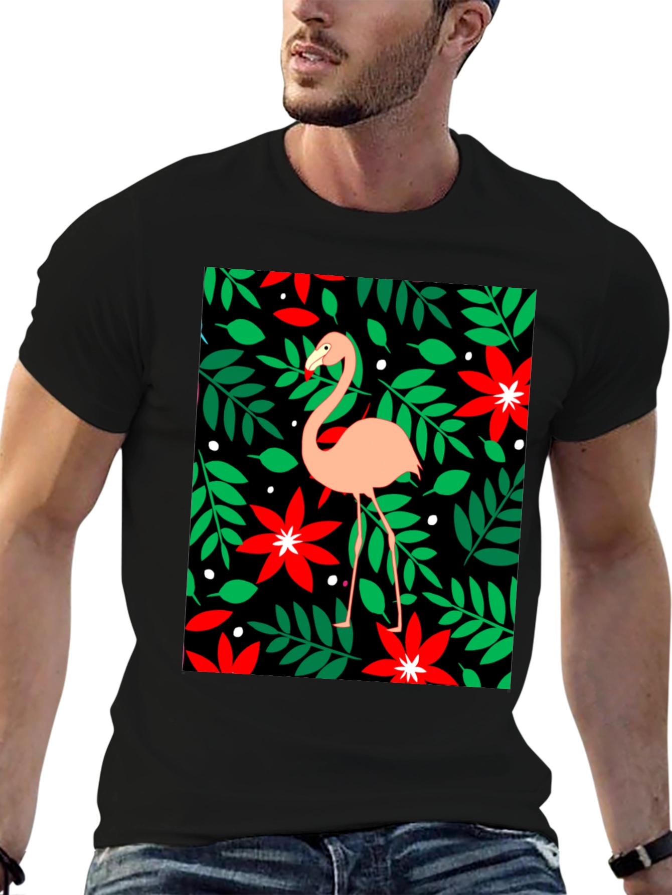 Flamingo Floral Graphic Tee - Tropical Style