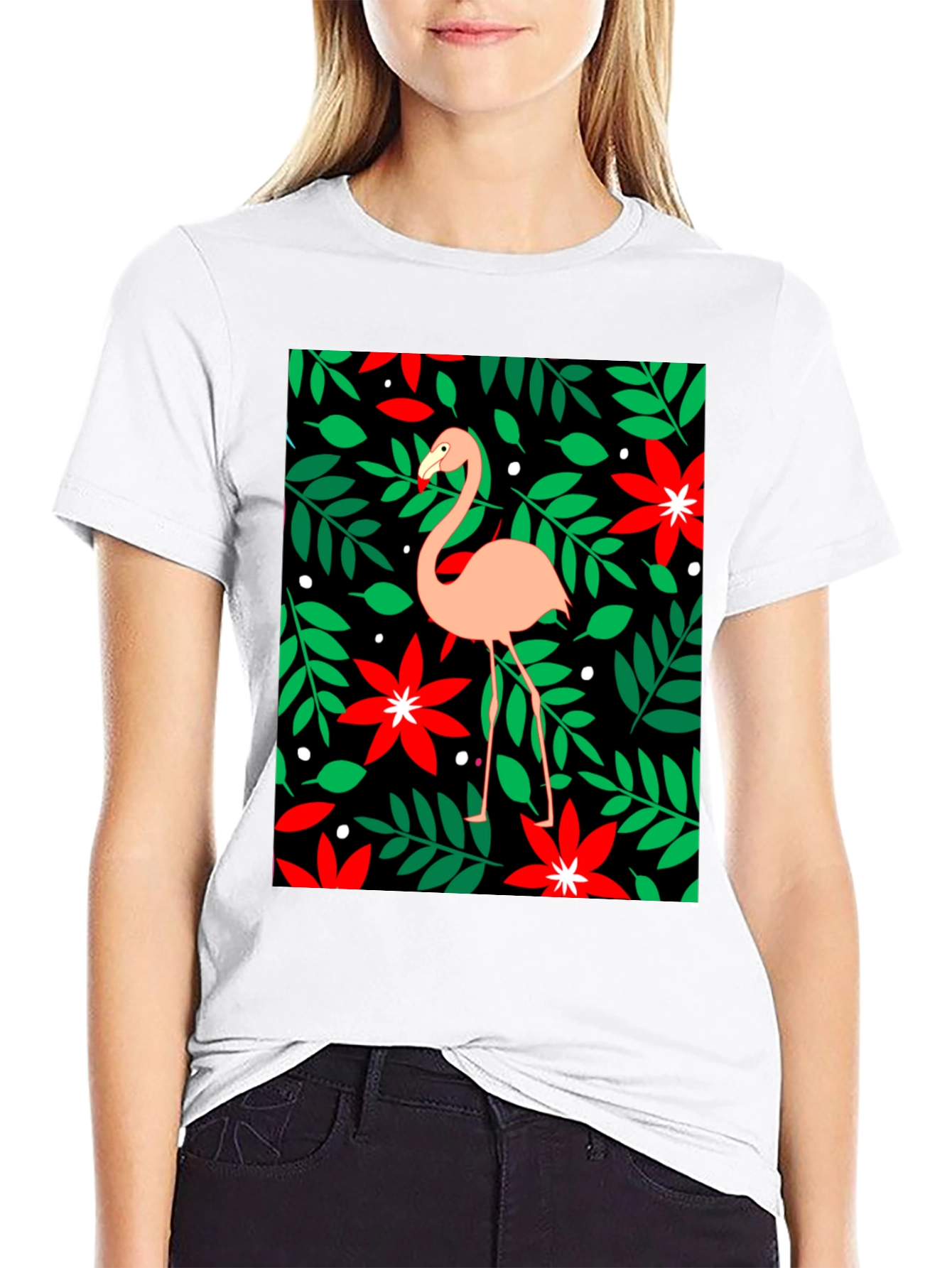 Flamingo Floral Graphic Tee - Tropical Style