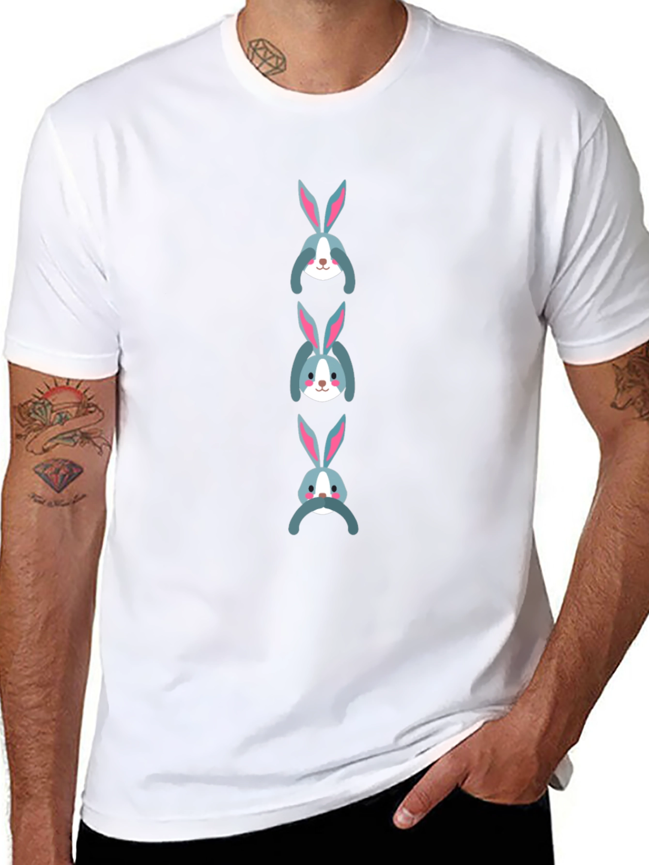 Bunny Stack Graphic Tee - Soft Cotton Blend