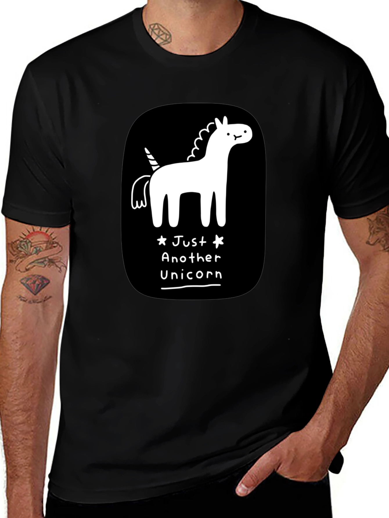 Just Another Unicorn Black Graphic T-Shirt
