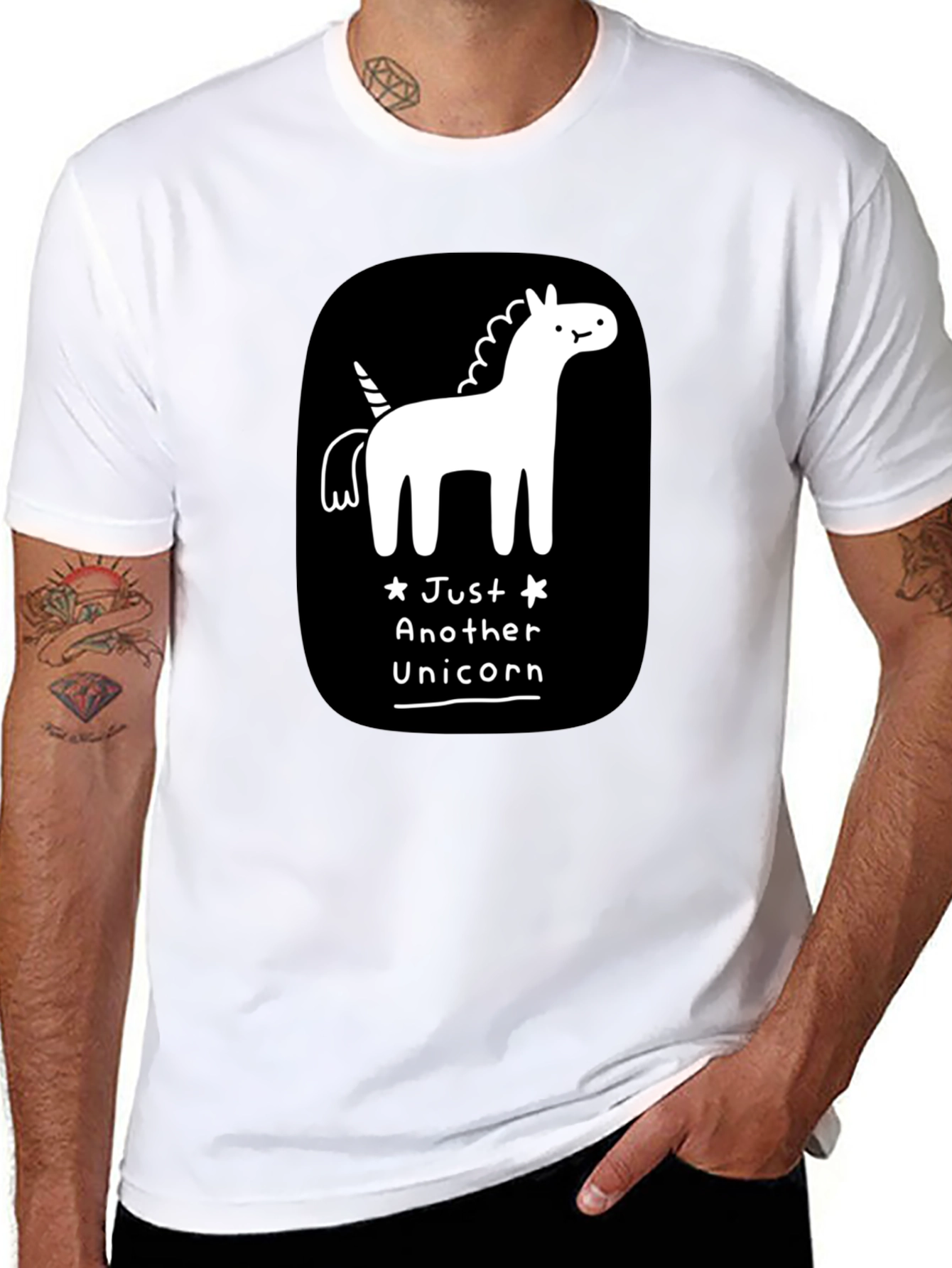 Just Another Unicorn Black Graphic T-Shirt