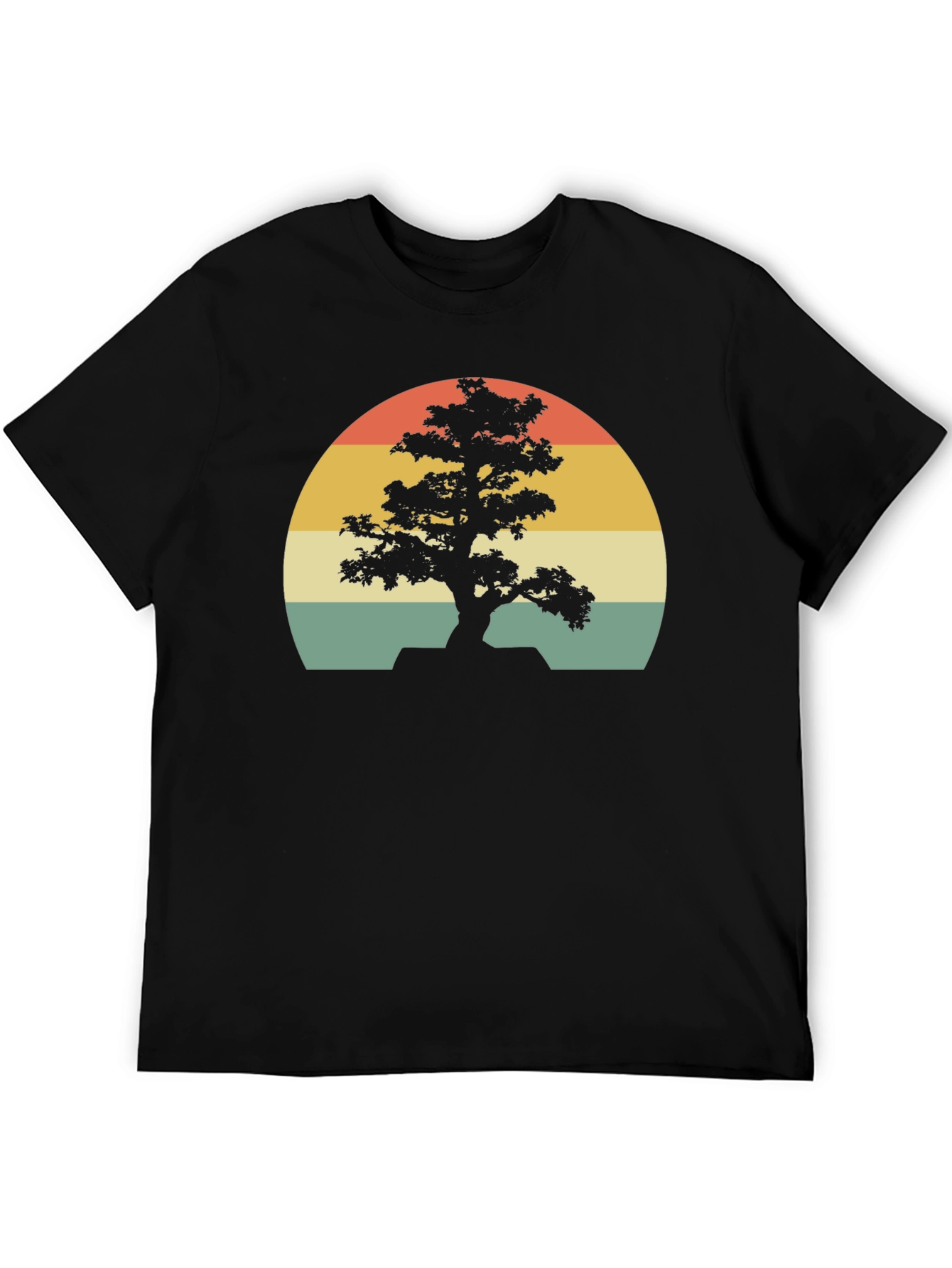 Bonsai Tree Sunset Graphic Tee - Retro Style Shirt