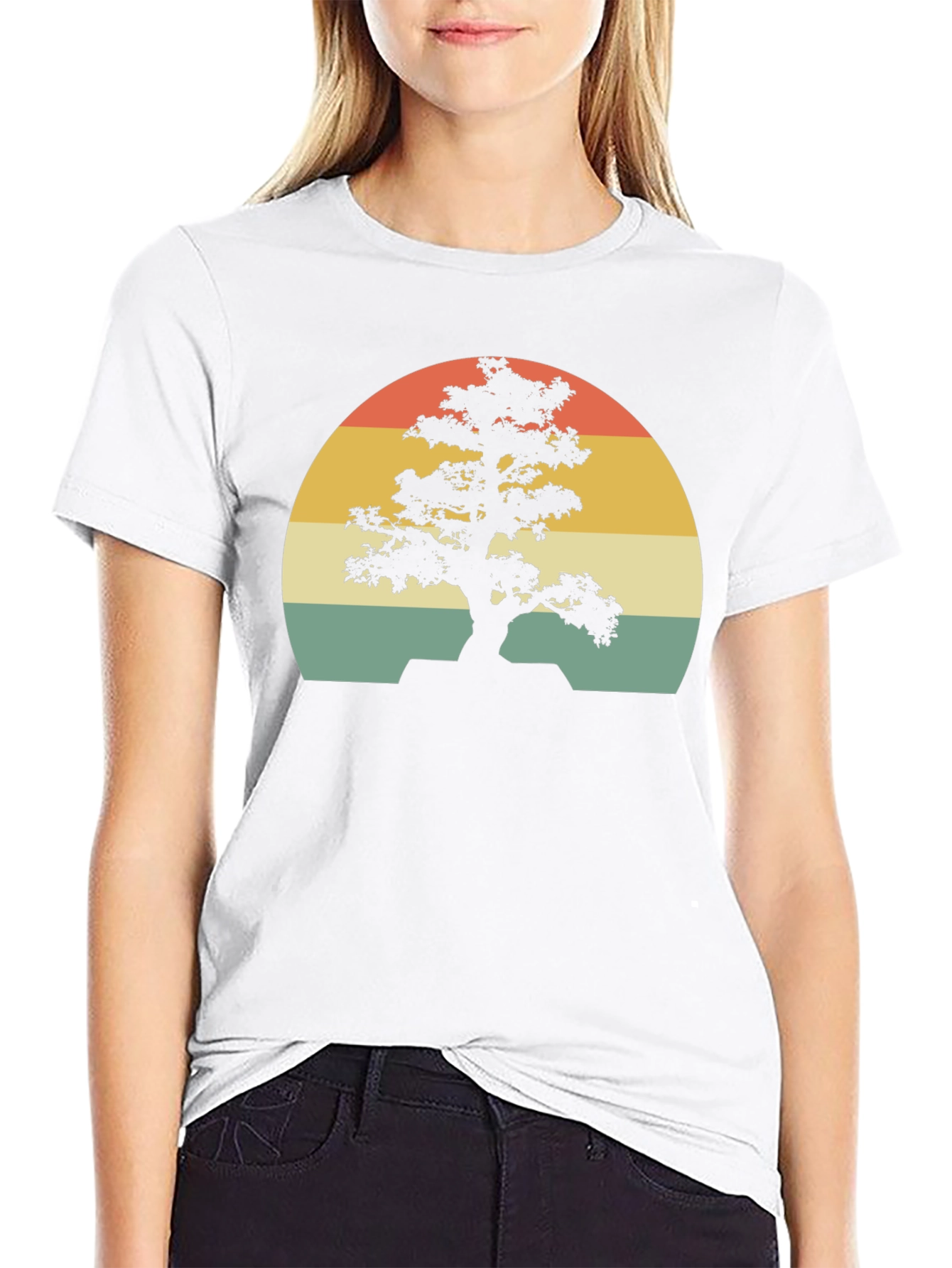 Bonsai Tree Sunset Graphic Tee - Retro Style Shirt