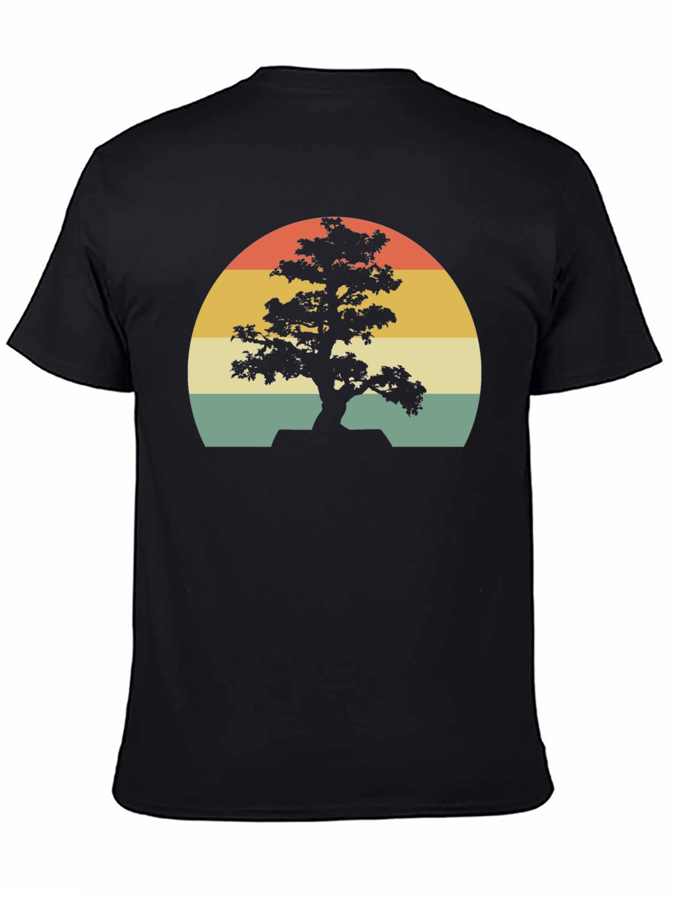 Bonsai Tree Sunset Graphic Tee - Retro Style Shirt
