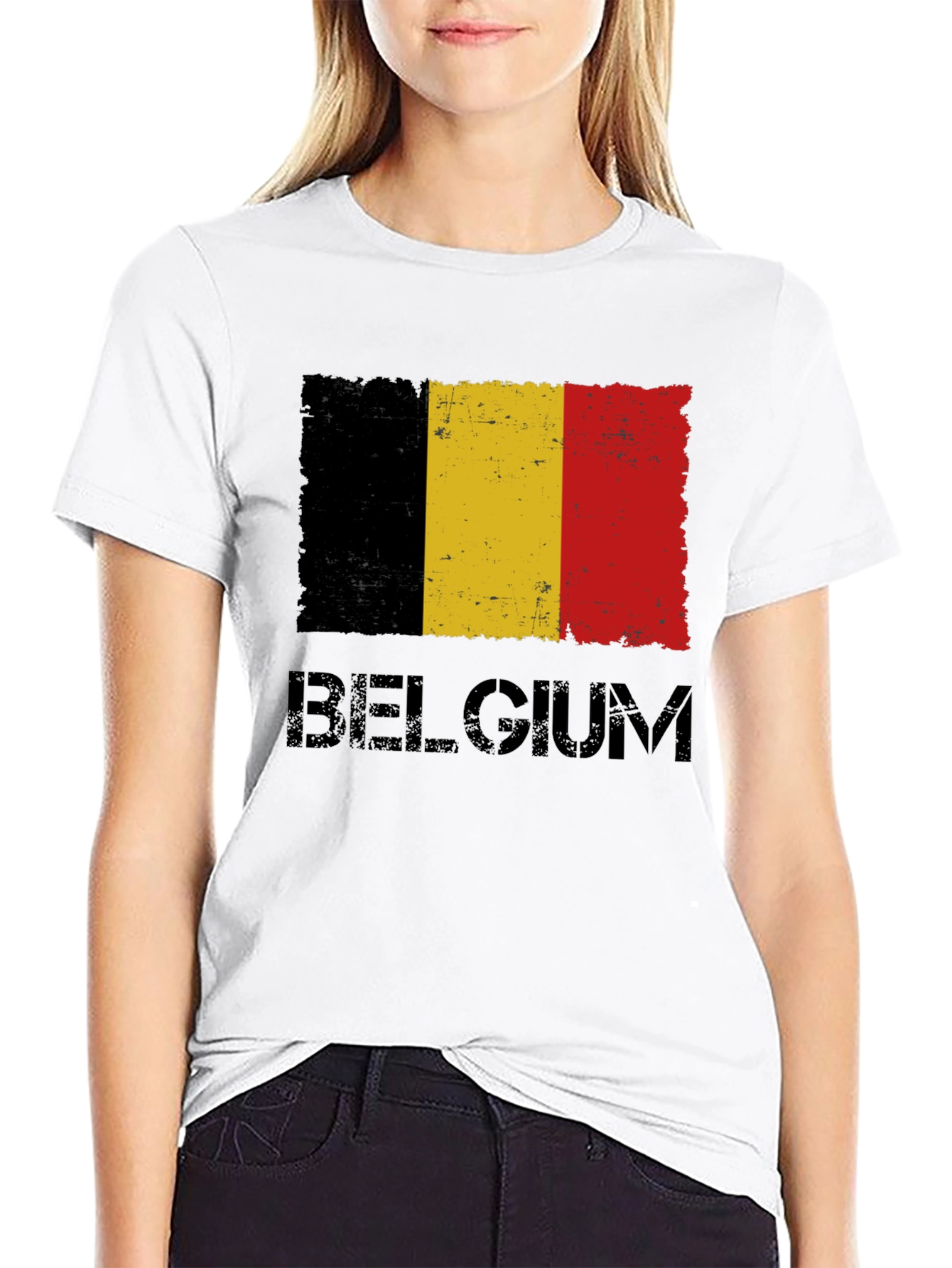 Belgium Flag Graphic T-Shirt - Distressed Design