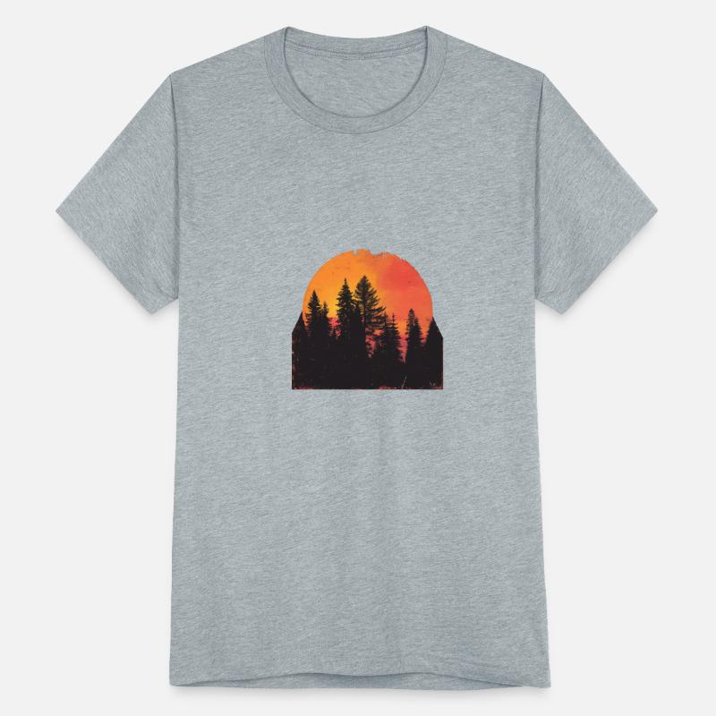 Sunset Forest Silhouette Outdoor Retro 80s Vibe 2