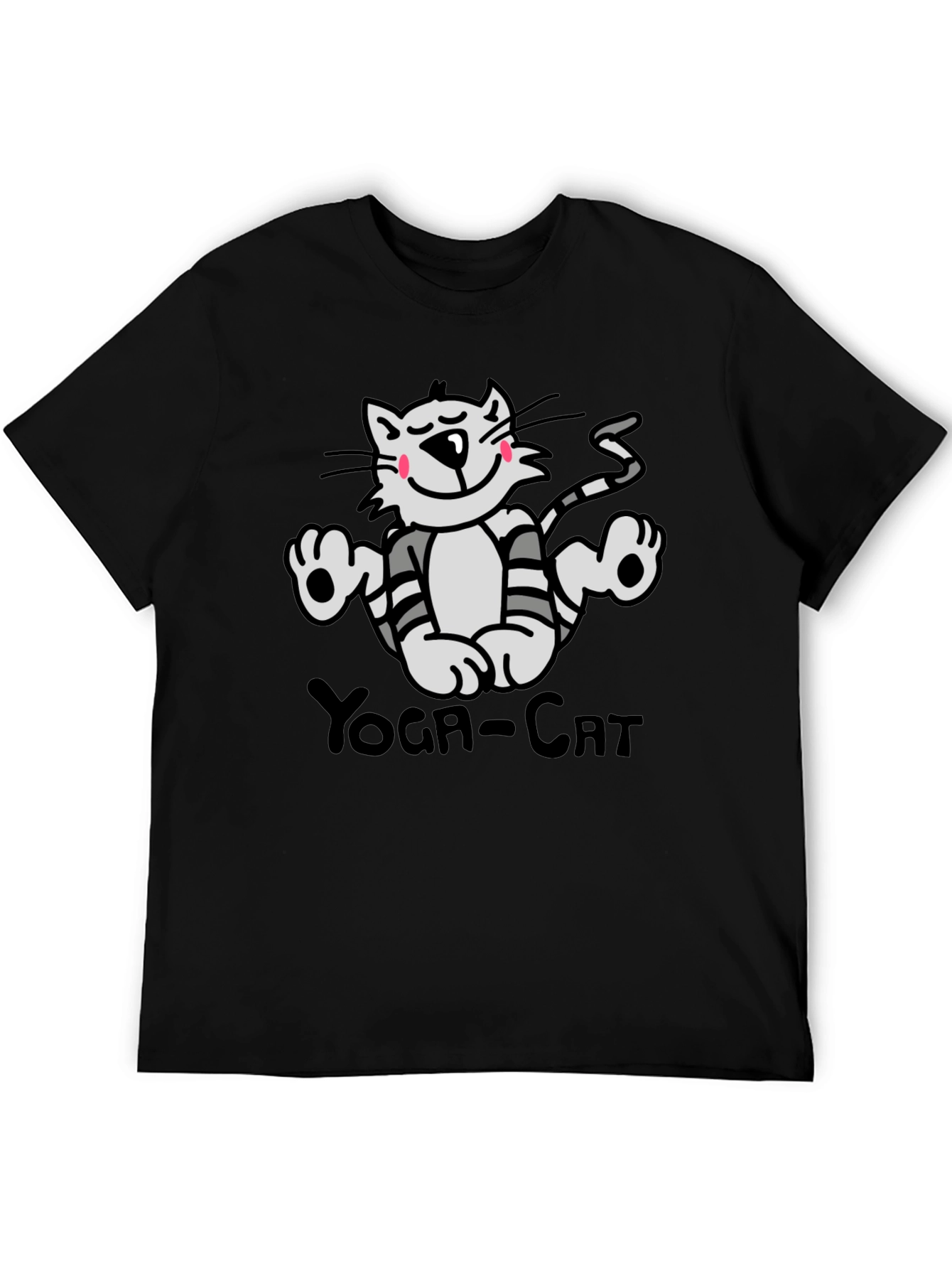 Yoga Cat Graphic T-Shirt - Black