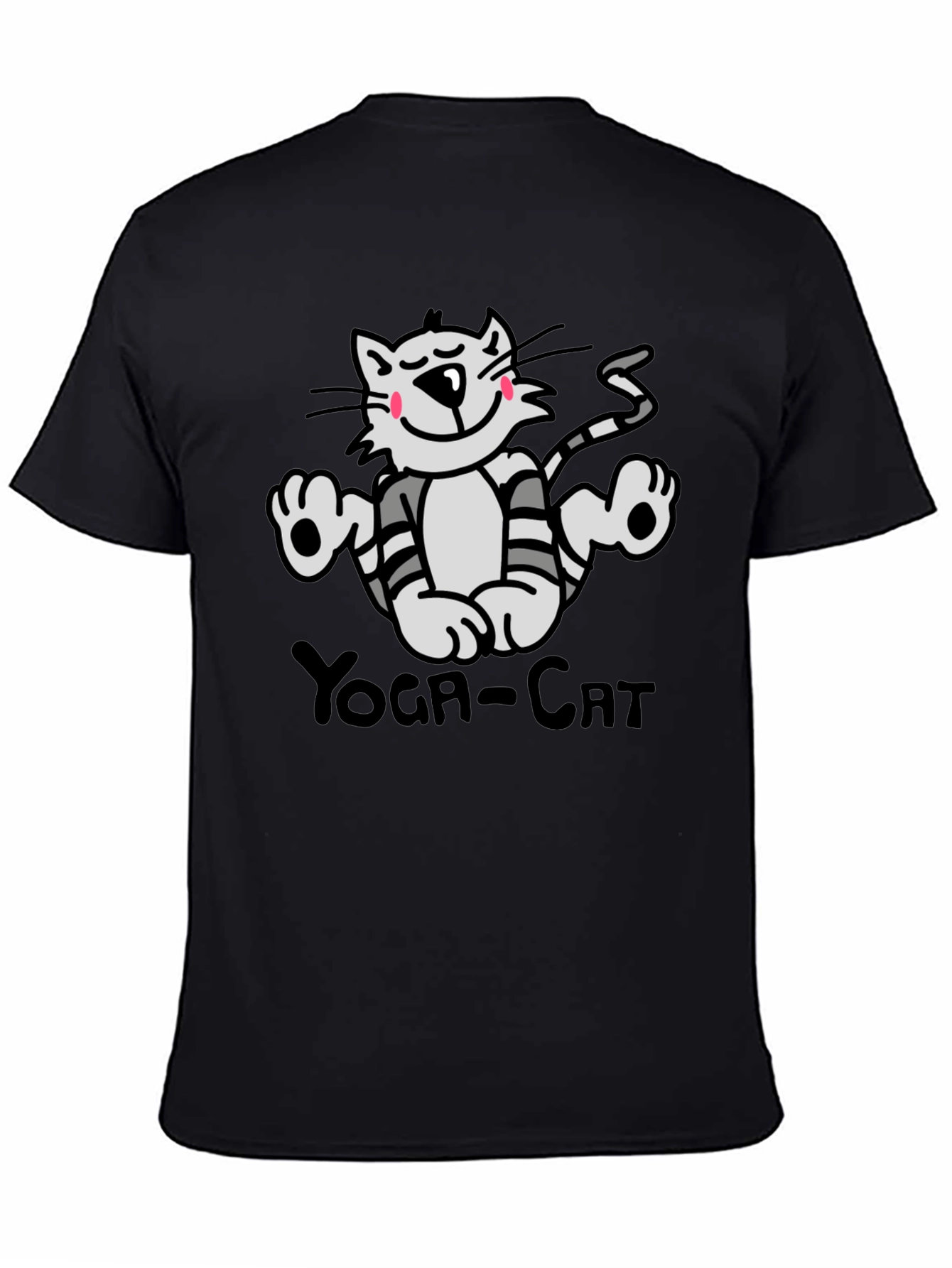 Yoga Cat Graphic T-Shirt - Black
