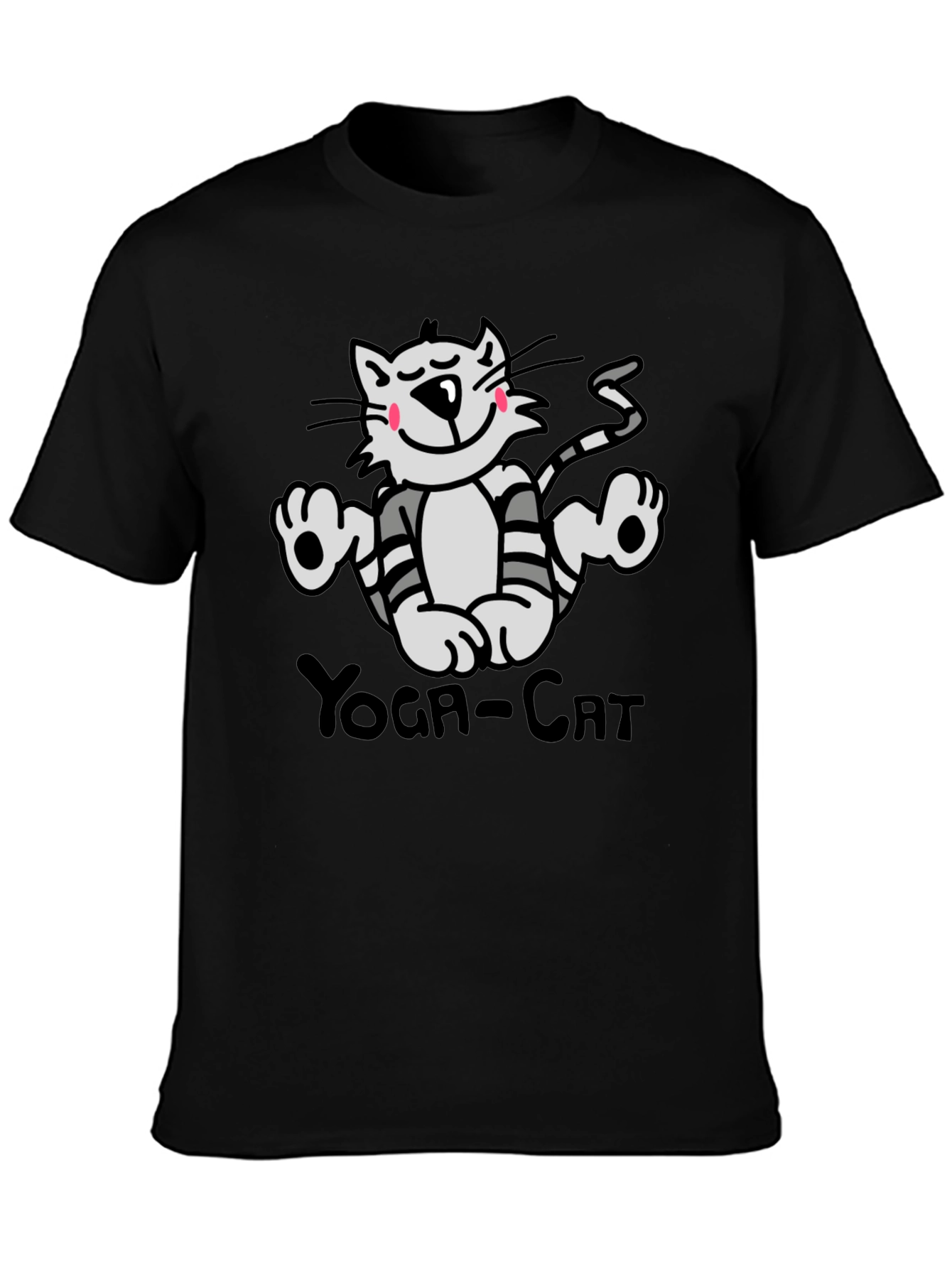 Yoga Cat Graphic T-Shirt - Black