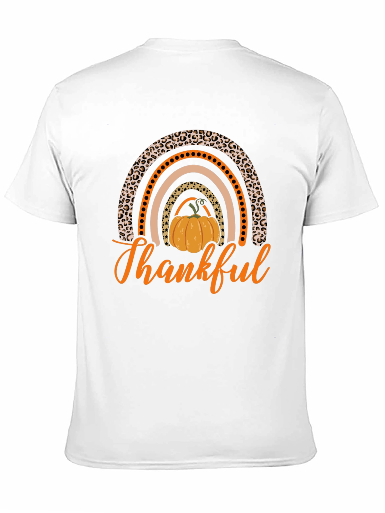 Thankful Pumpkin Rainbow Black T-Shirt