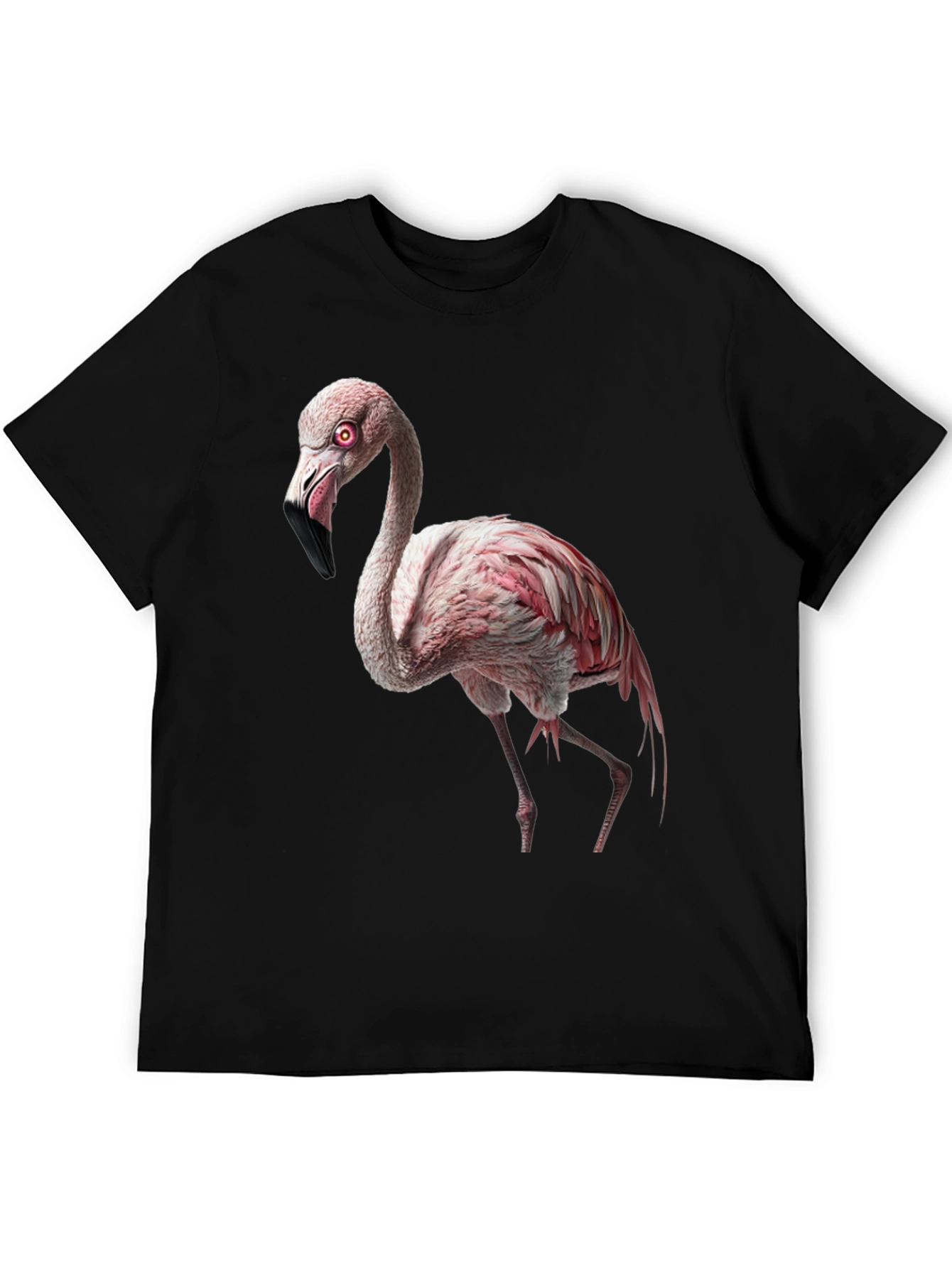 Flamingo Graphic Tee - Black Cotton Shirt