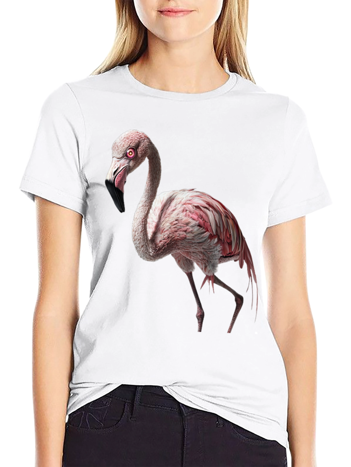 Flamingo Graphic Tee - Black Cotton Shirt
