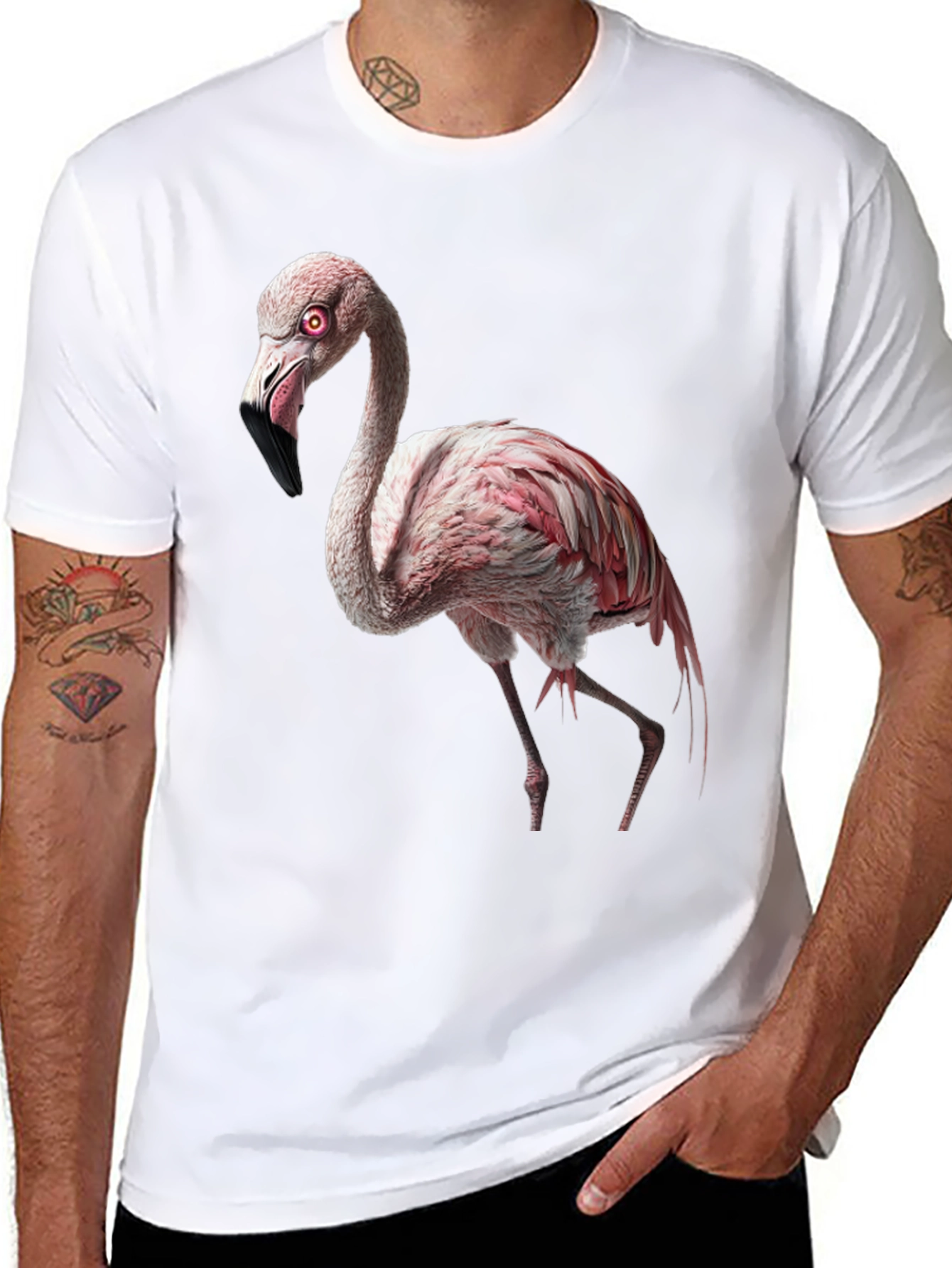 Flamingo Graphic Tee - Black Cotton Shirt