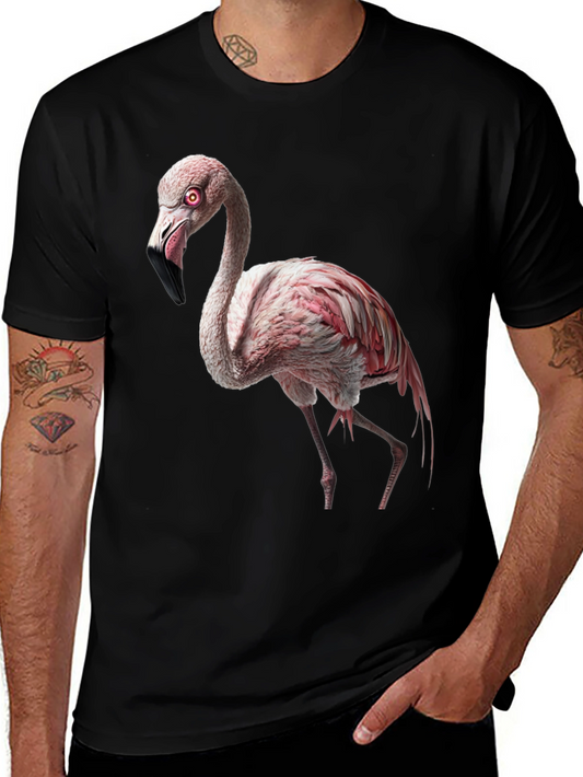 Flamingo Graphic Tee - Black Cotton Shirt