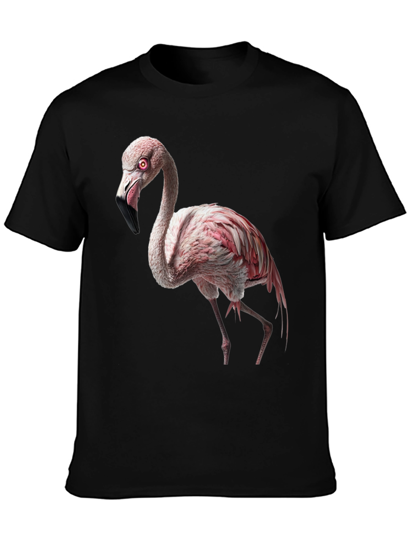 Flamingo Graphic Tee - Black Cotton Shirt