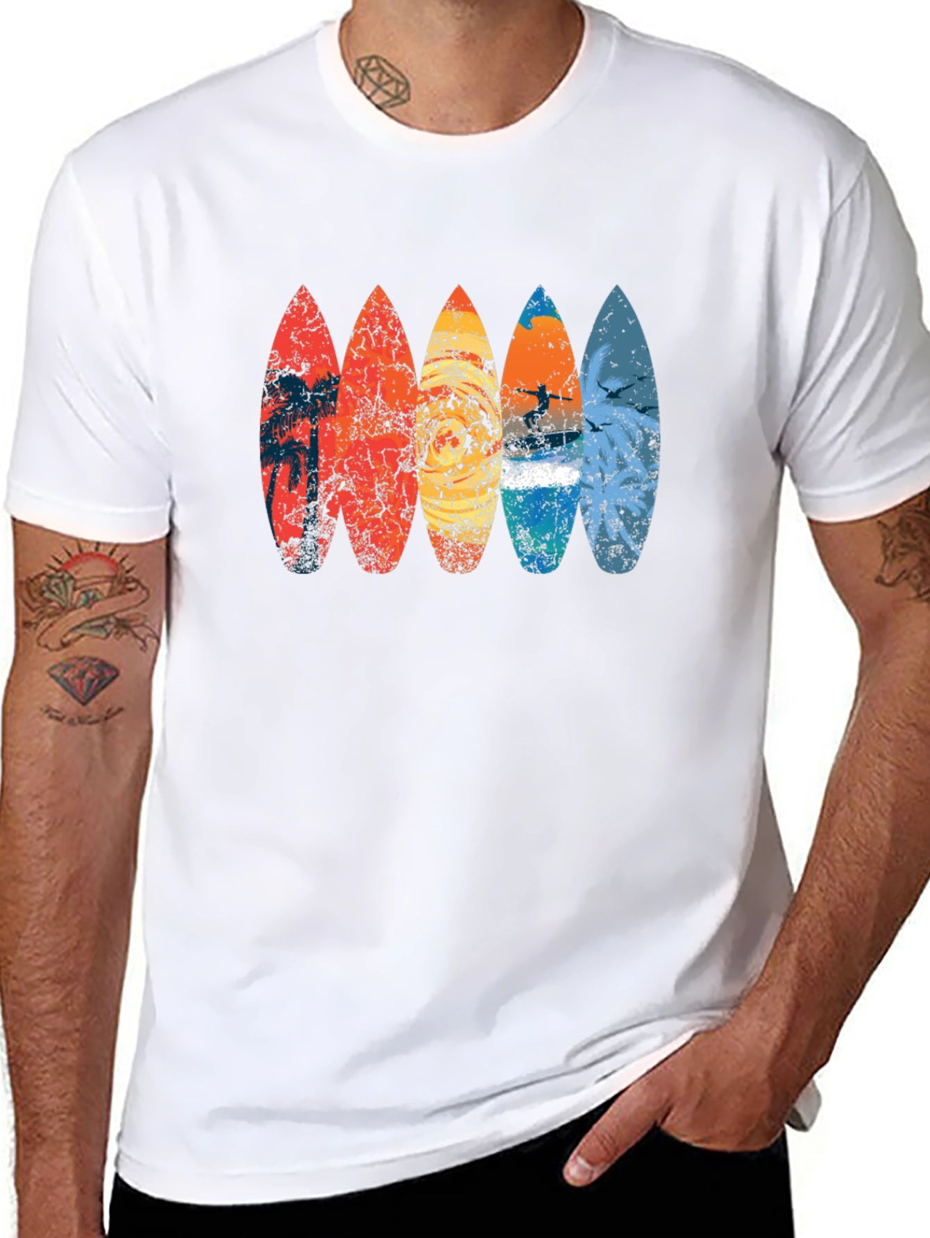 Retro Surfboard T-Shirt - Beach Vibes
