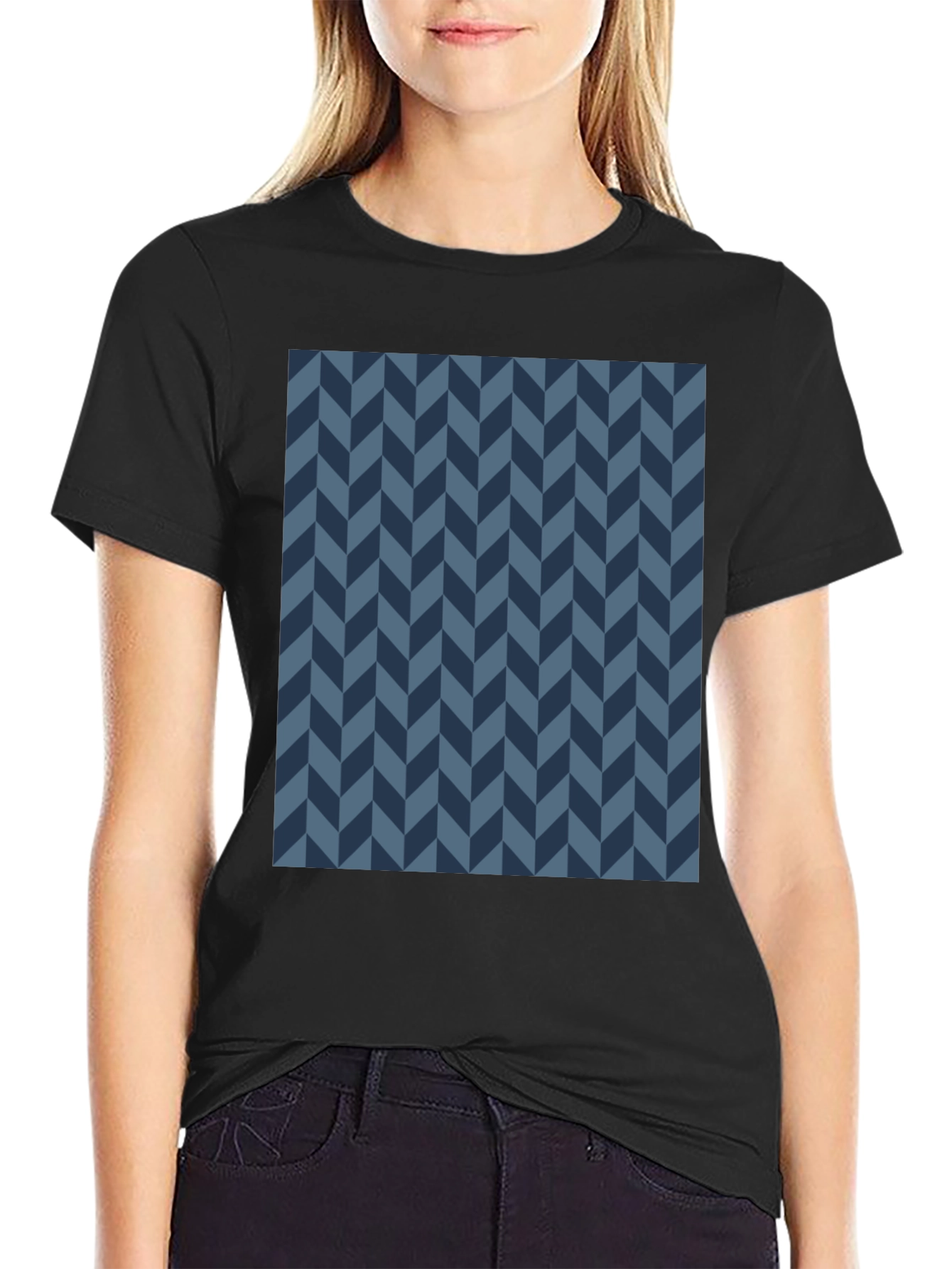 Modern Herringbone Tee - Black
