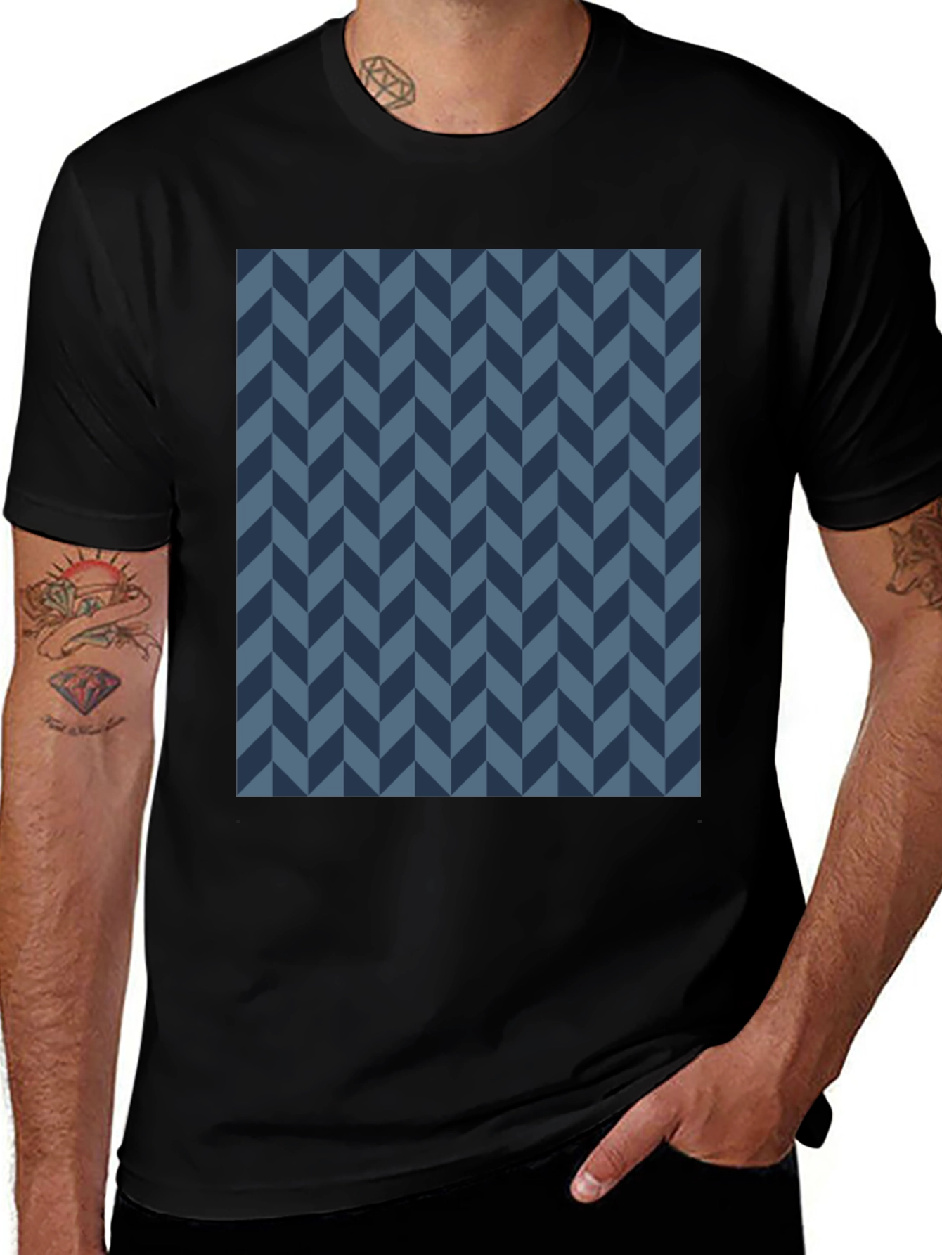 Modern Herringbone Tee - Black