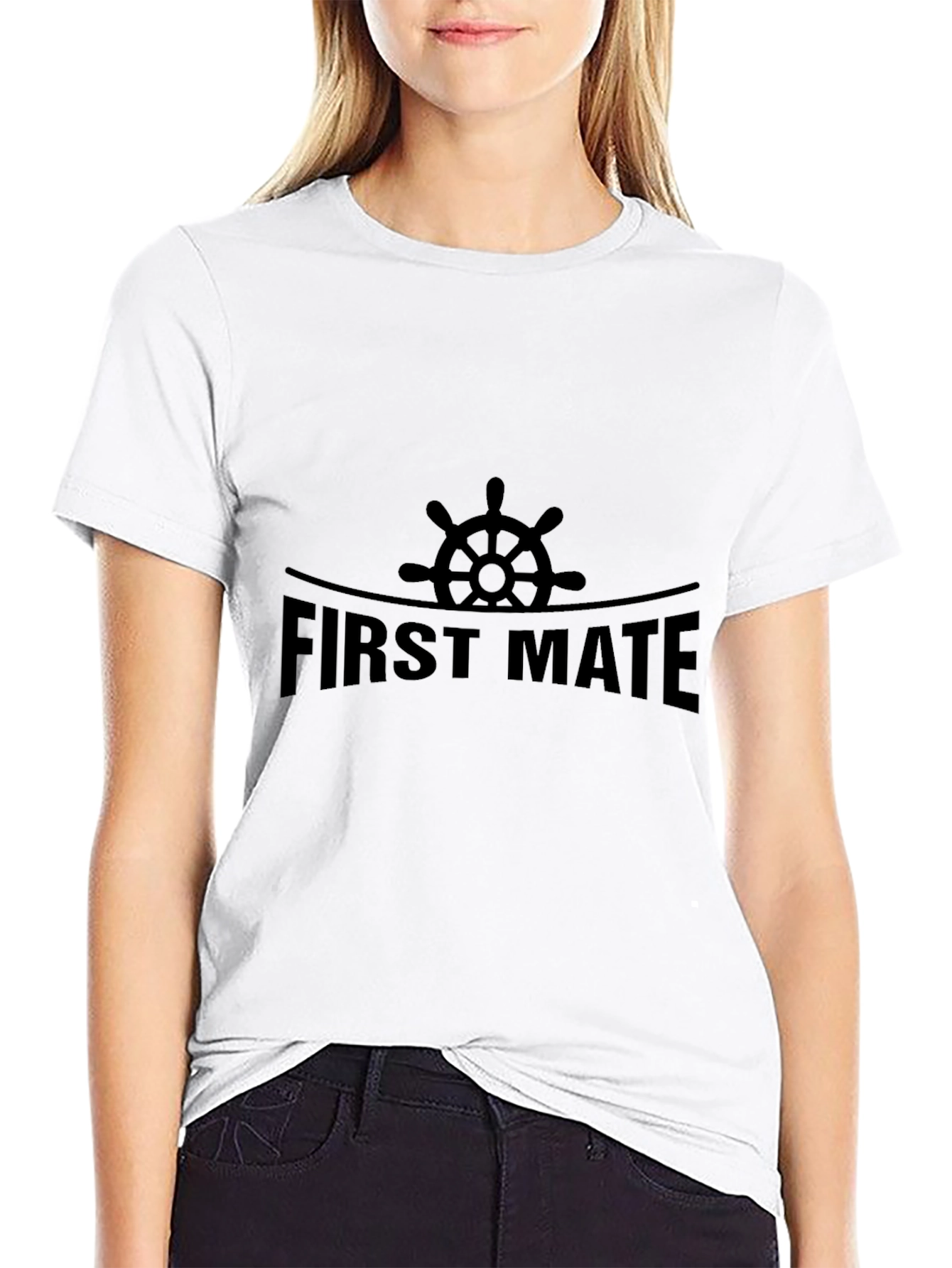First Mate Black T-Shirt - Nautical Design