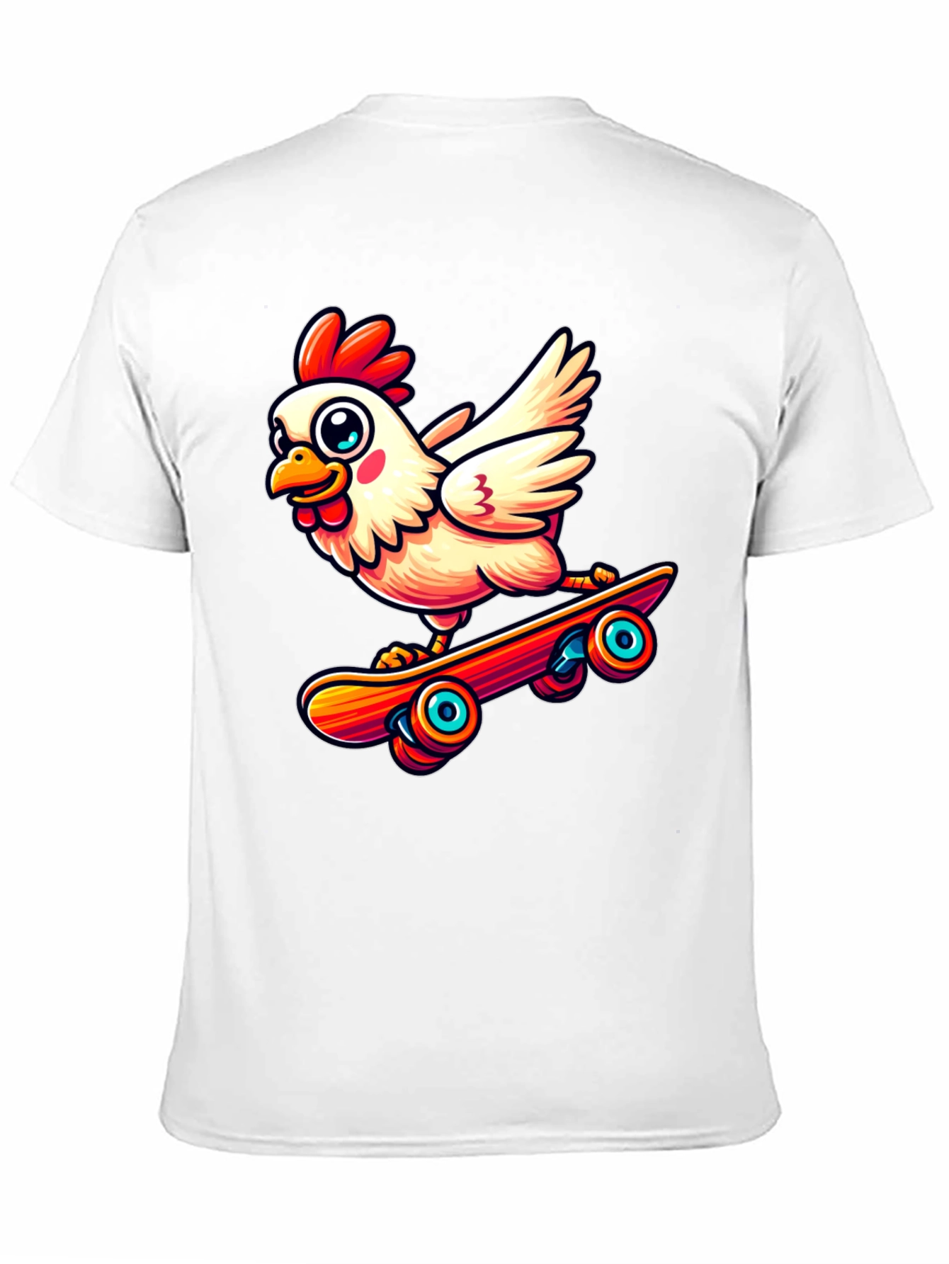 Skateboarding Chicken Graphic Tee - Black Cotton Shirt